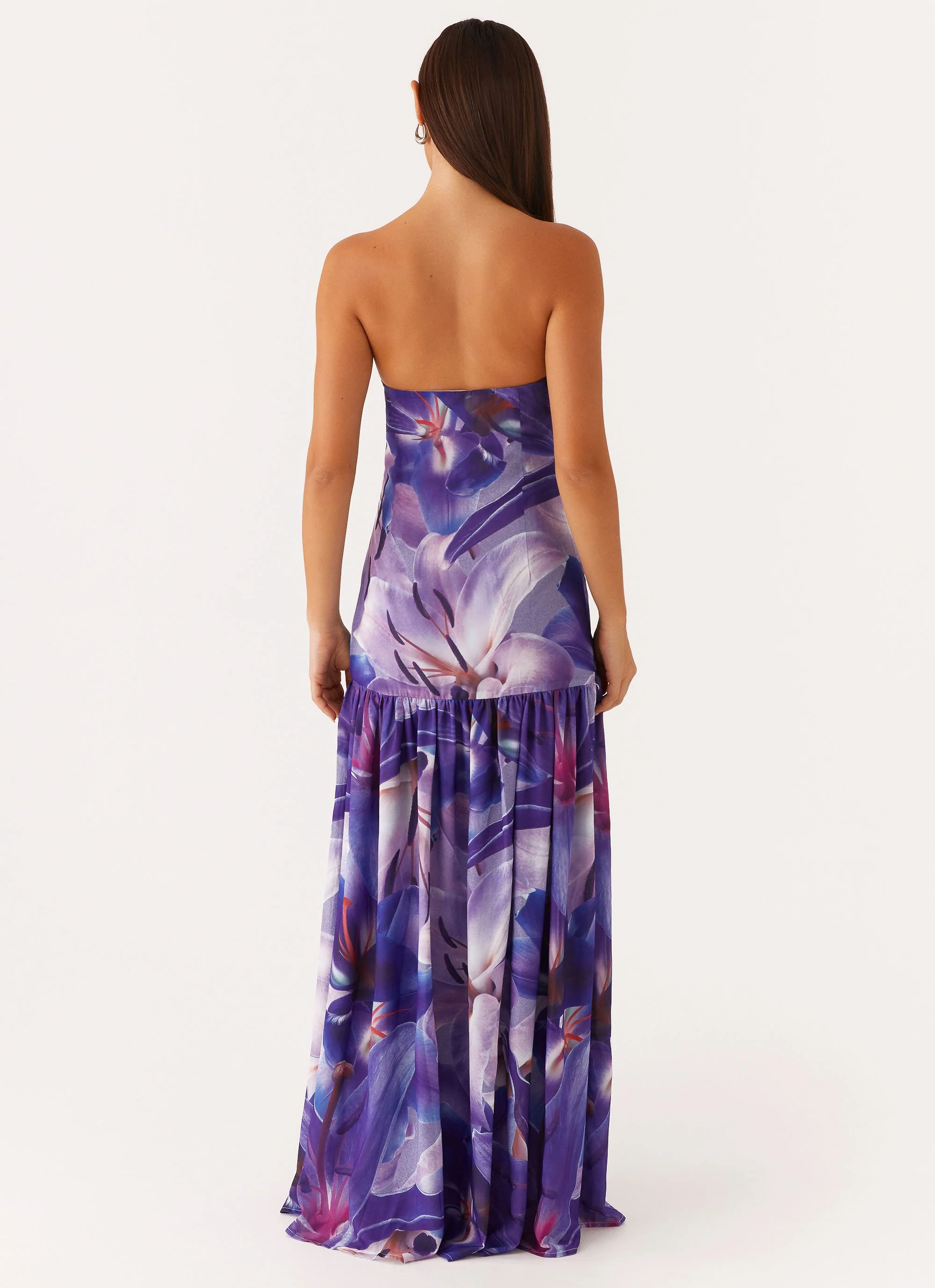 Eden Strapless Maxi Dress - Purple White Lilly - Image 4