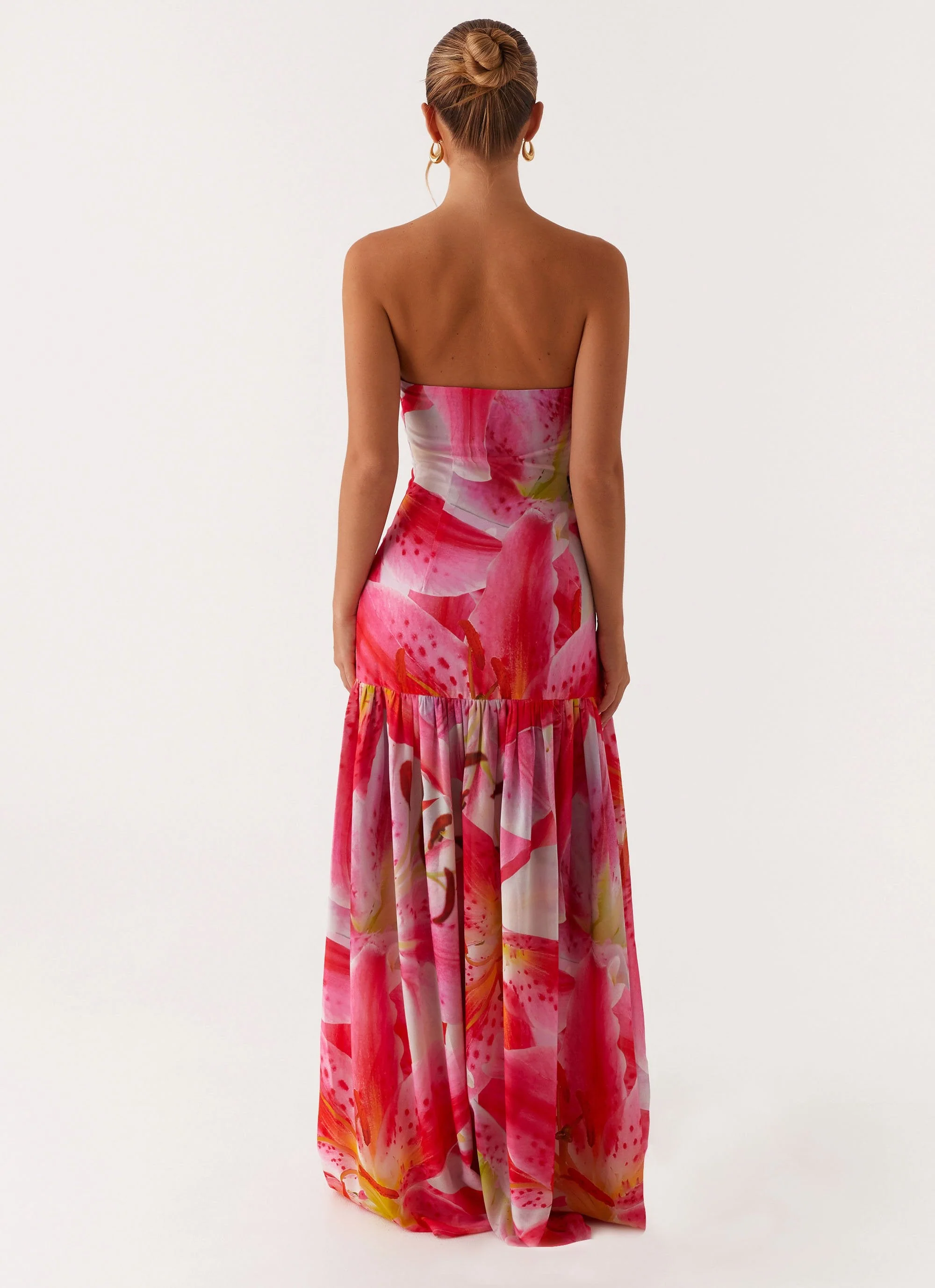 Eden Strapless Maxi Dress - White Pink Lilly - Image 2