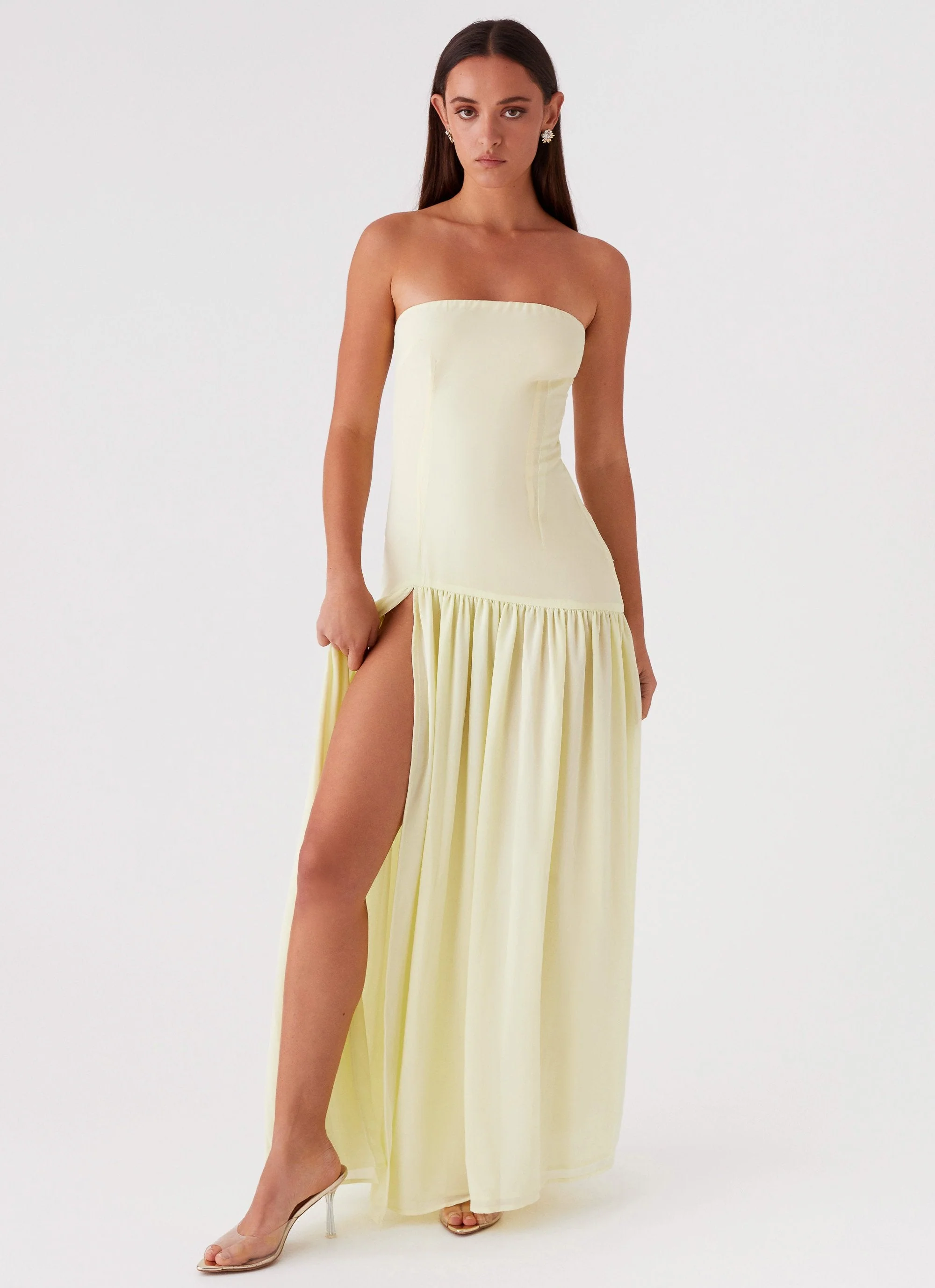 Eden Strapless Maxi Dress - Yellow - Image 5