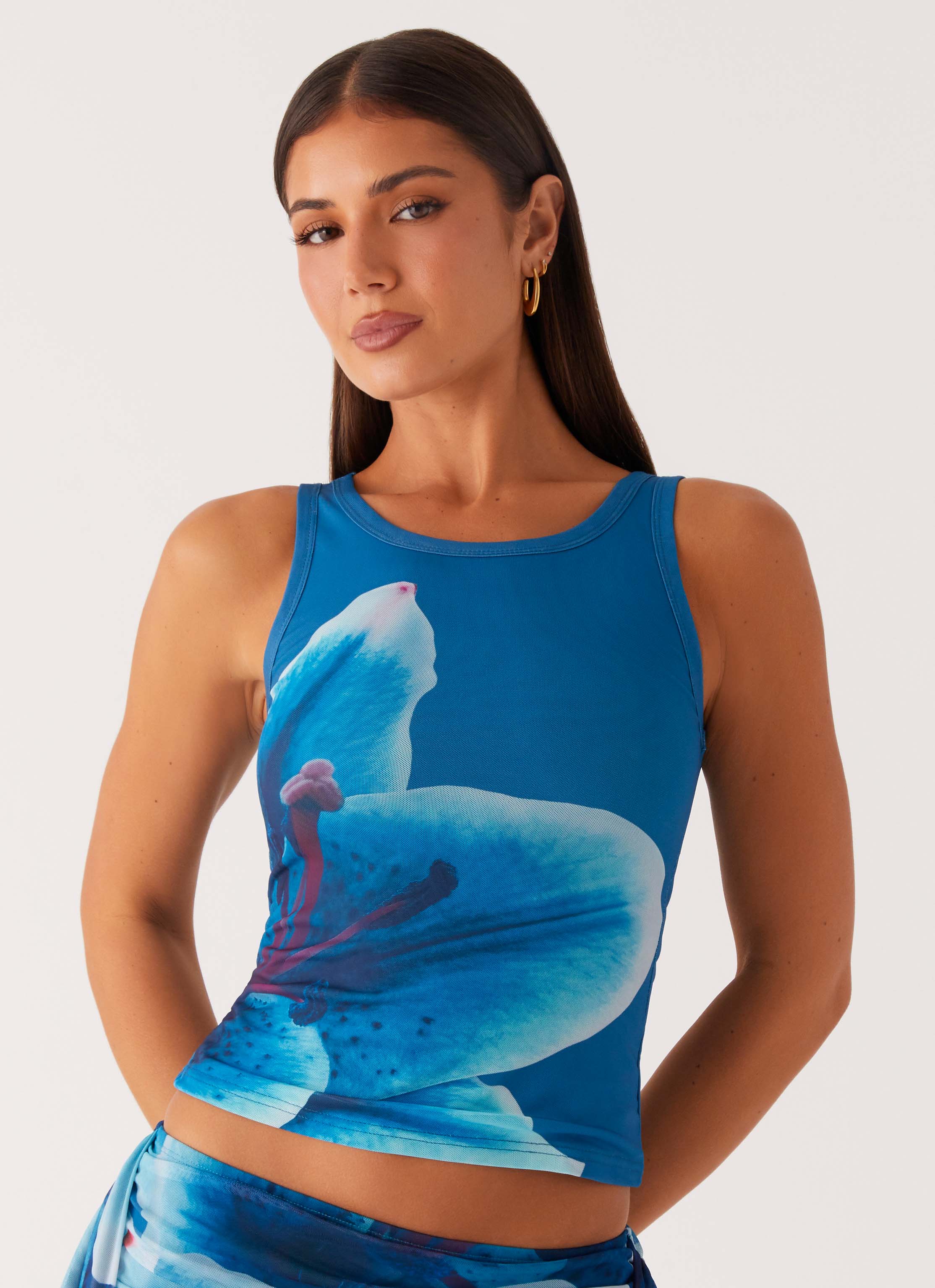 Edera Tank - Turquoise Floral - Image 5