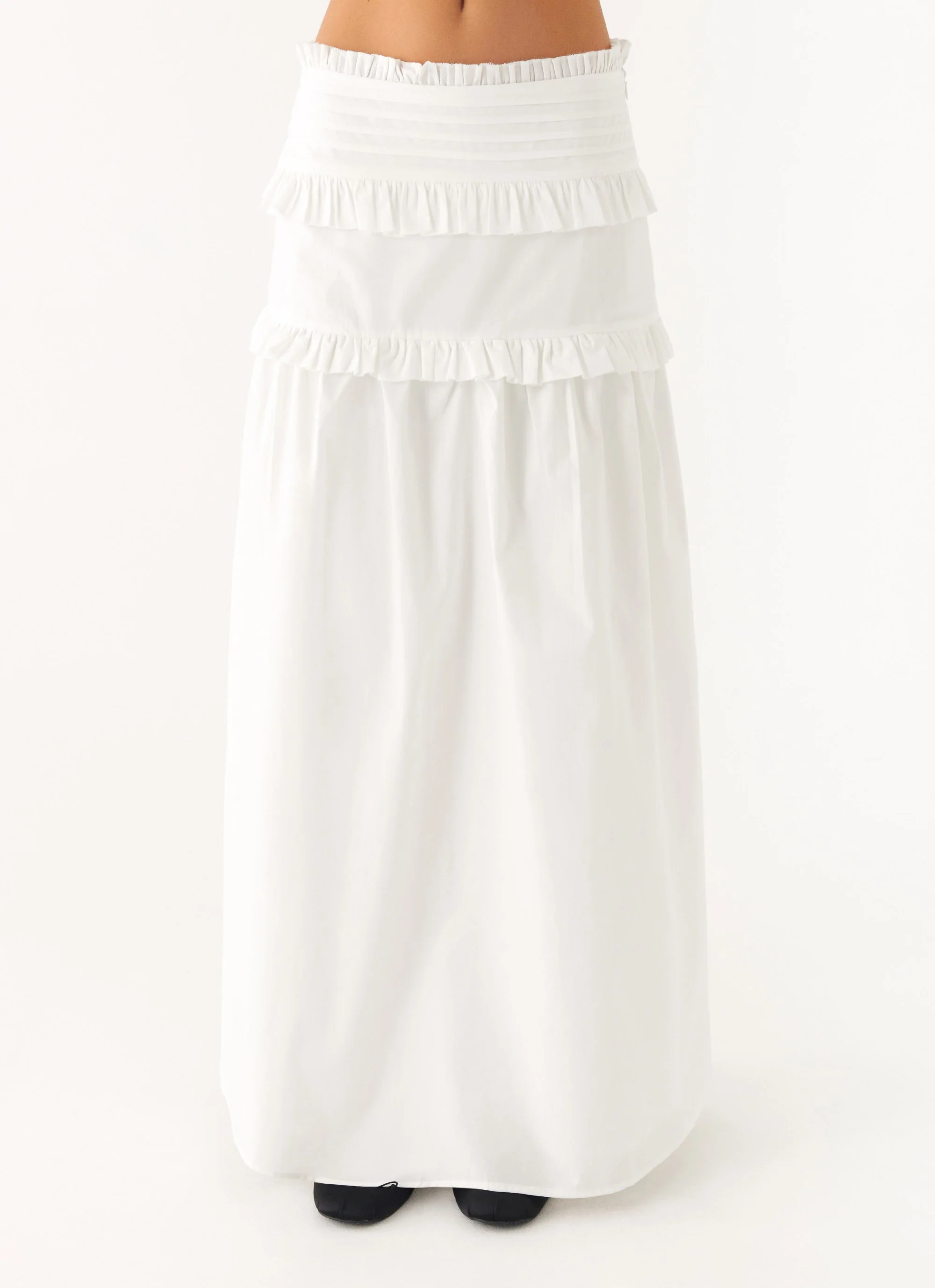 Effortless Tiered Maxi Skirt - White - Image 2