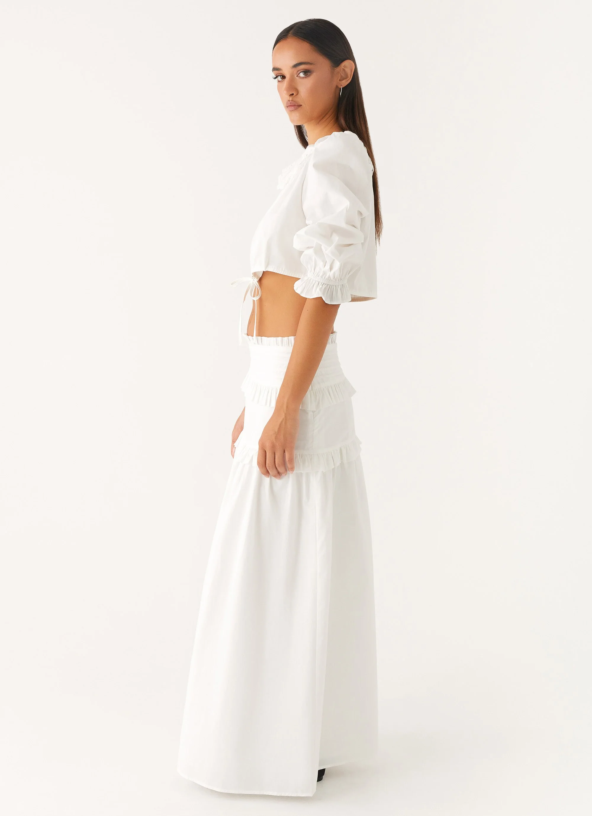 Effortless Tiered Maxi Skirt - White - Image 4