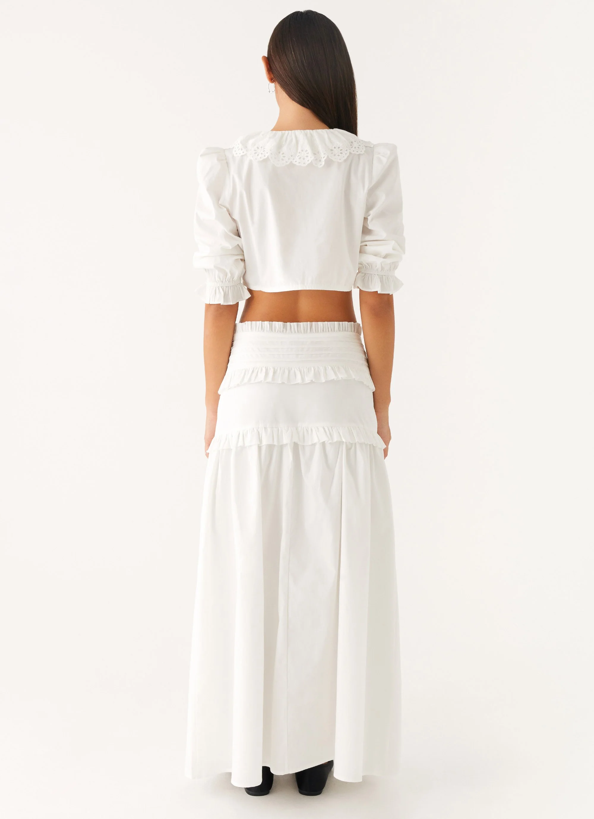Effortless Tiered Maxi Skirt - White - Image 5