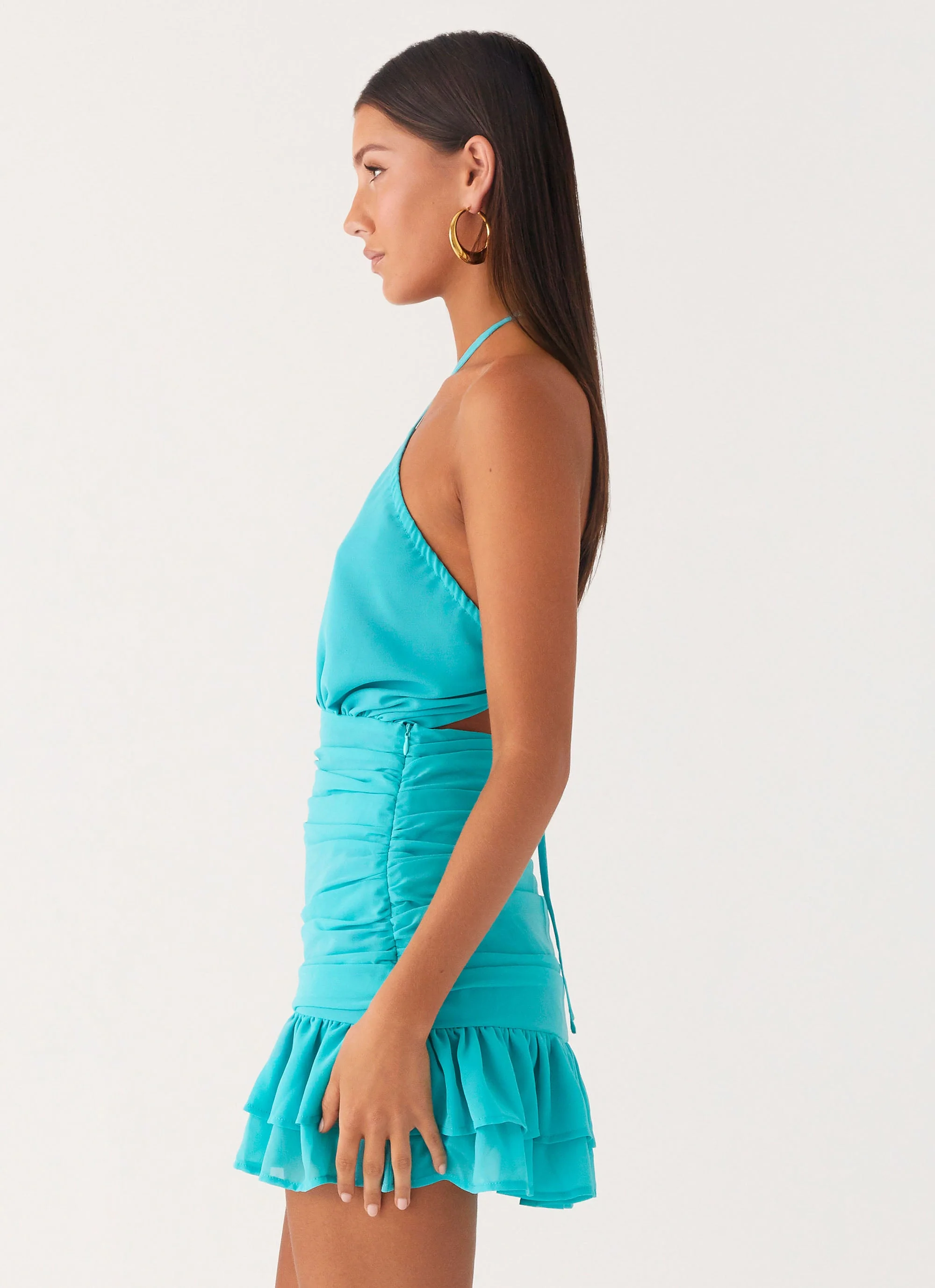 Egoist Crossover Mini Dress - Aqua Blue - Image 3
