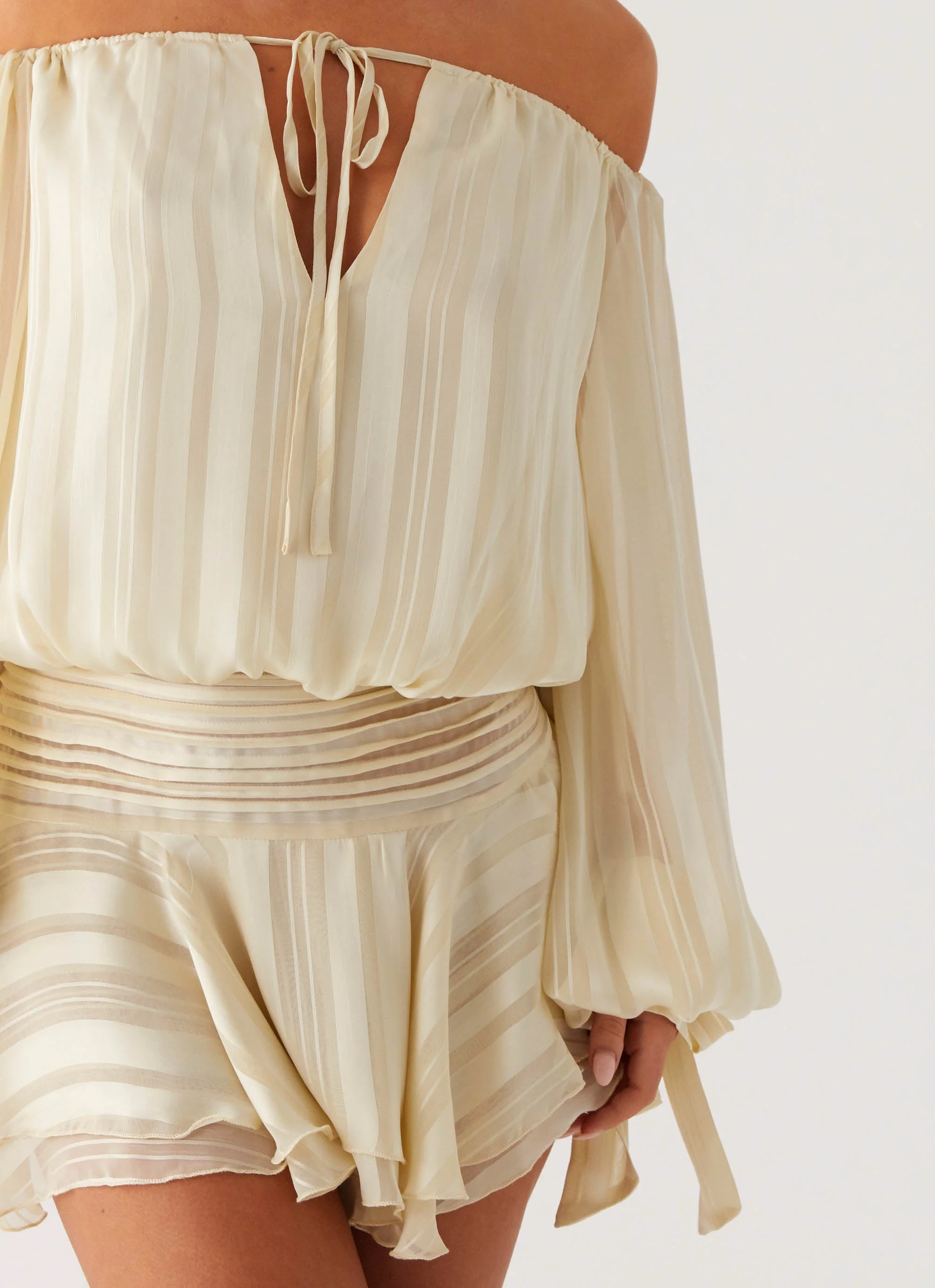 Eira Balloon Sleeve Mini Dress - Ivory - Image 2