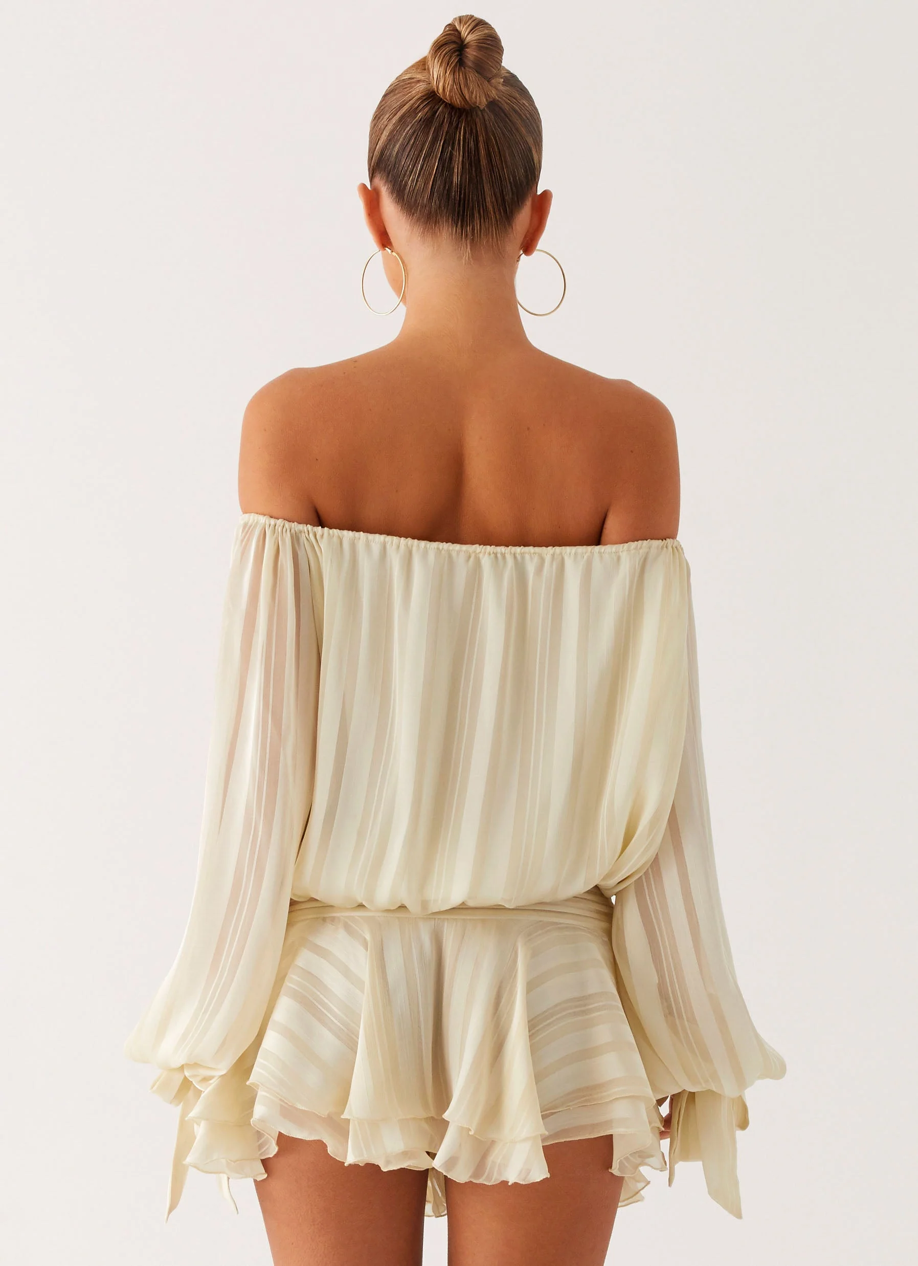 Eira Balloon Sleeve Mini Dress - Ivory - Image 3
