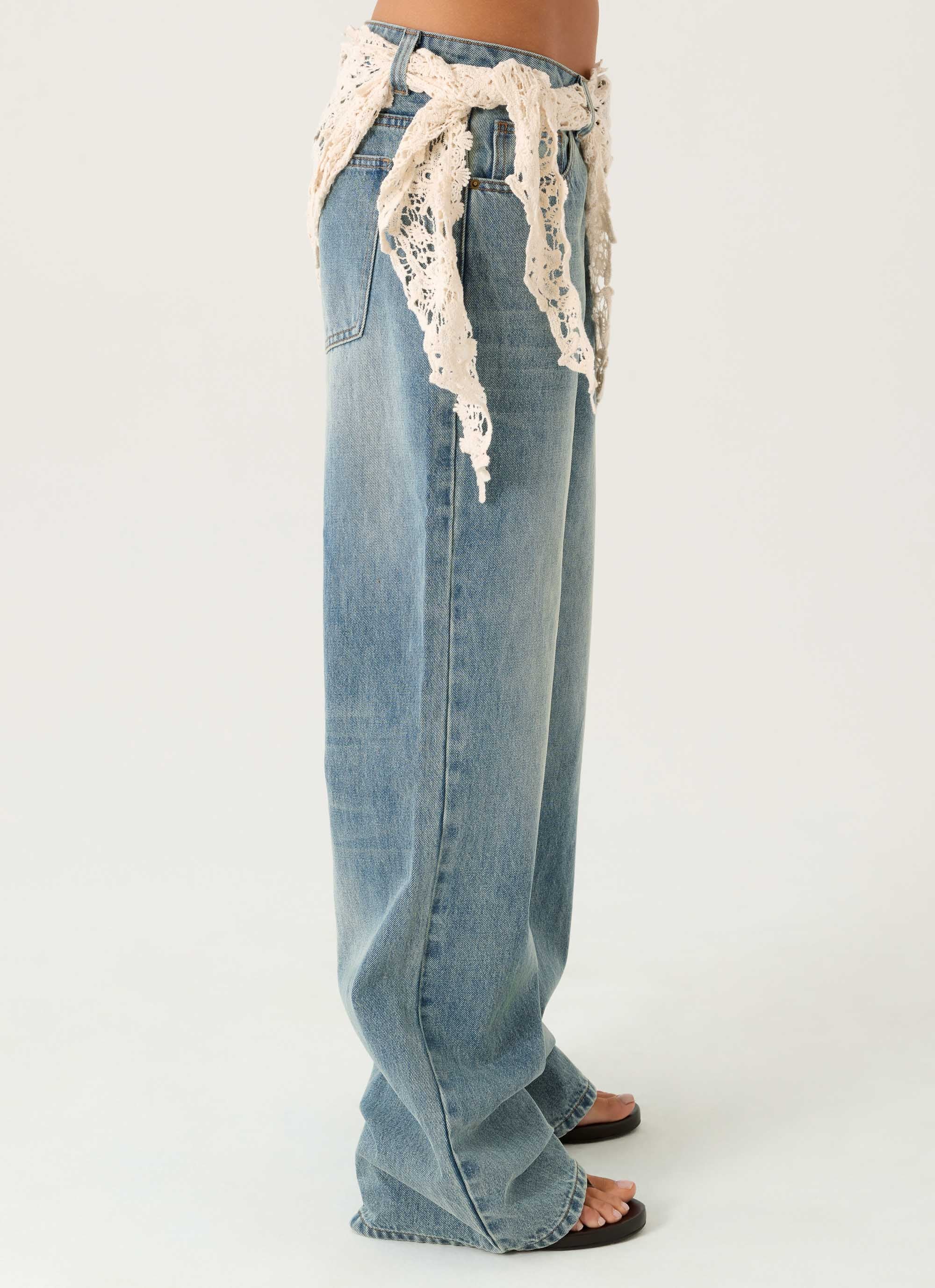 Elaris Scarf Low Rise Denim Jeans - True Denim - Image 2