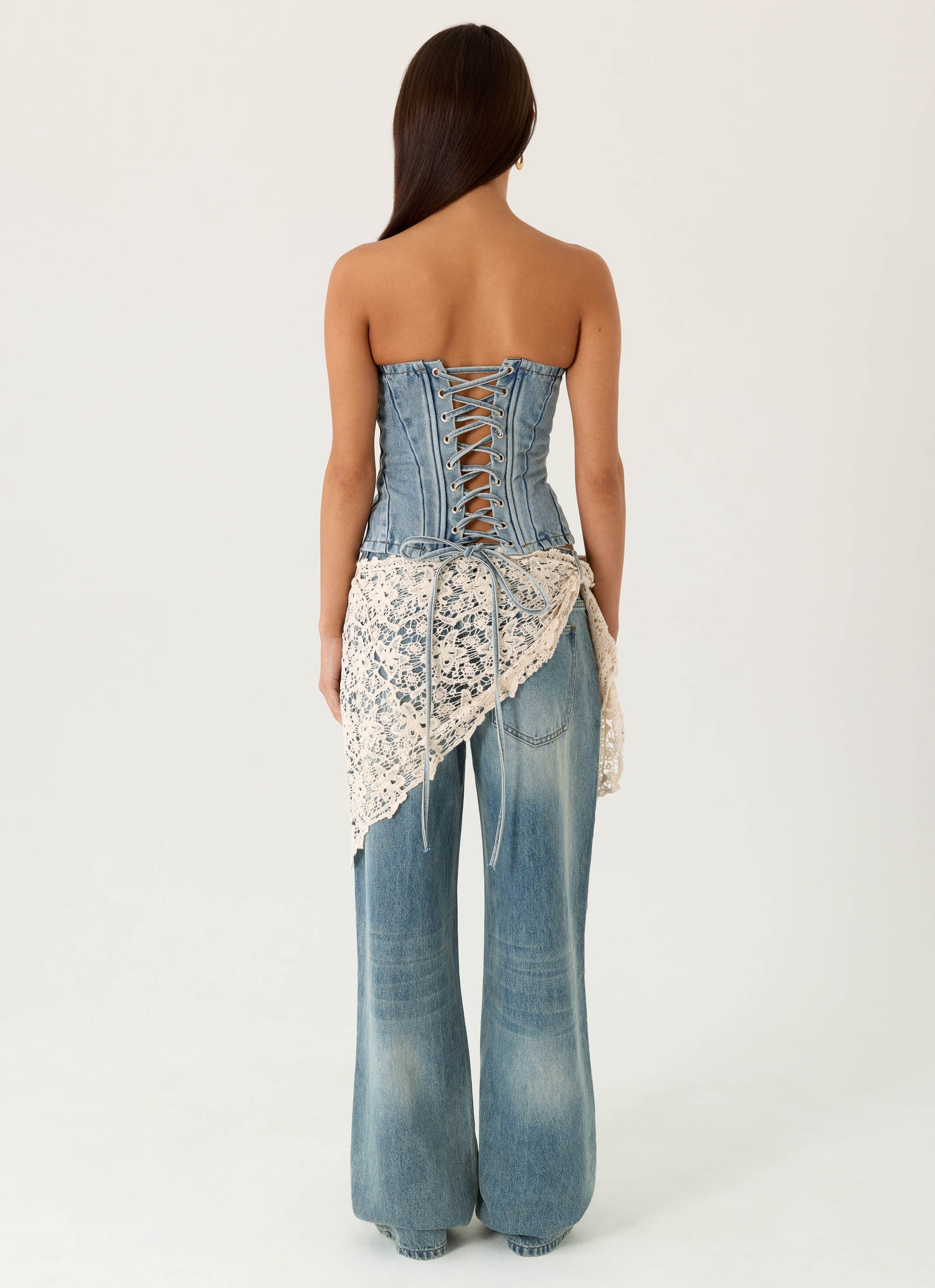 Elaris Scarf Low Rise Denim Jeans - True Denim - Image 3