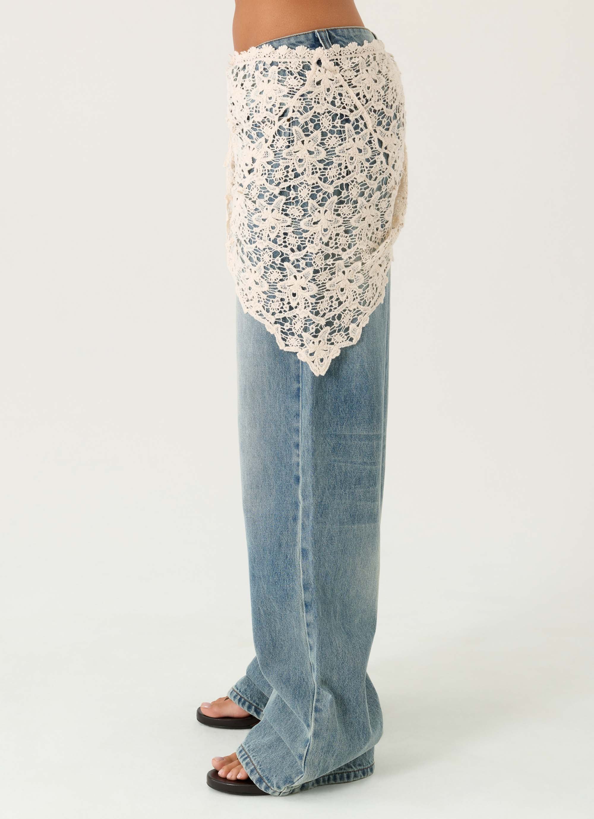 Elaris Scarf Low Rise Denim Jeans - True Denim - Image 5