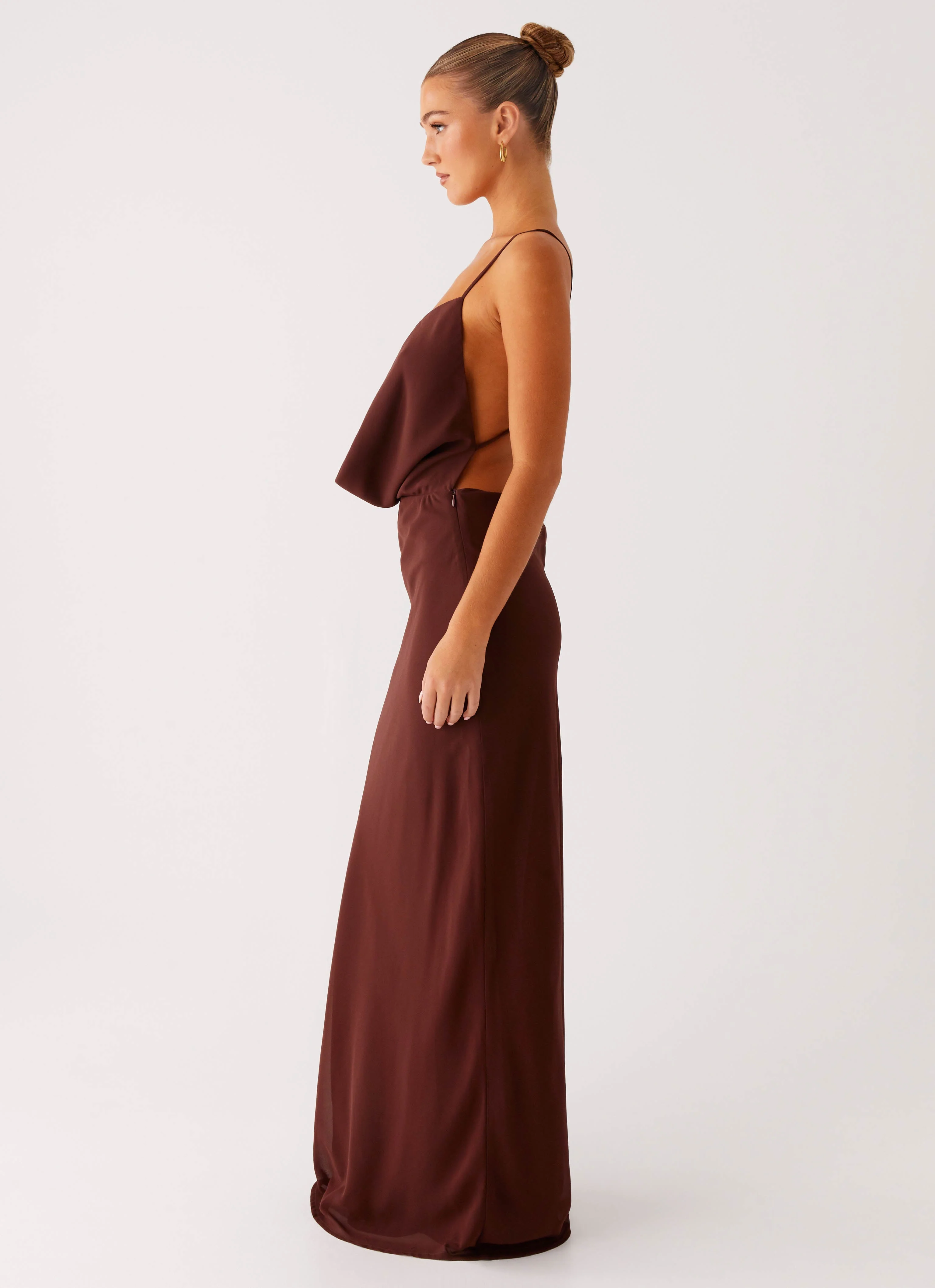 Elation Cowl Neck Maxi Dress - Chocolate - Image 2