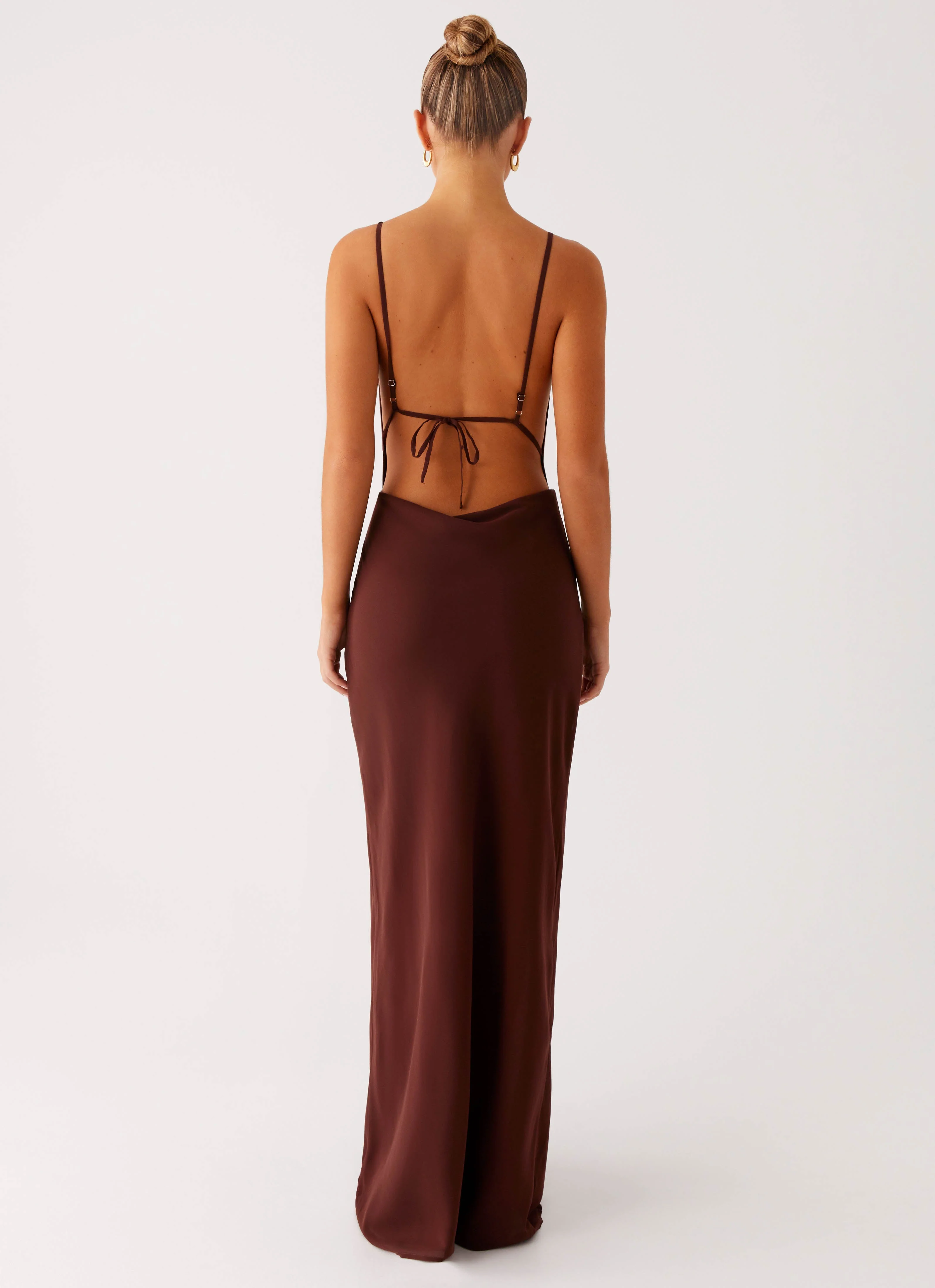 Elation Cowl Neck Maxi Dress - Chocolate - Image 3
