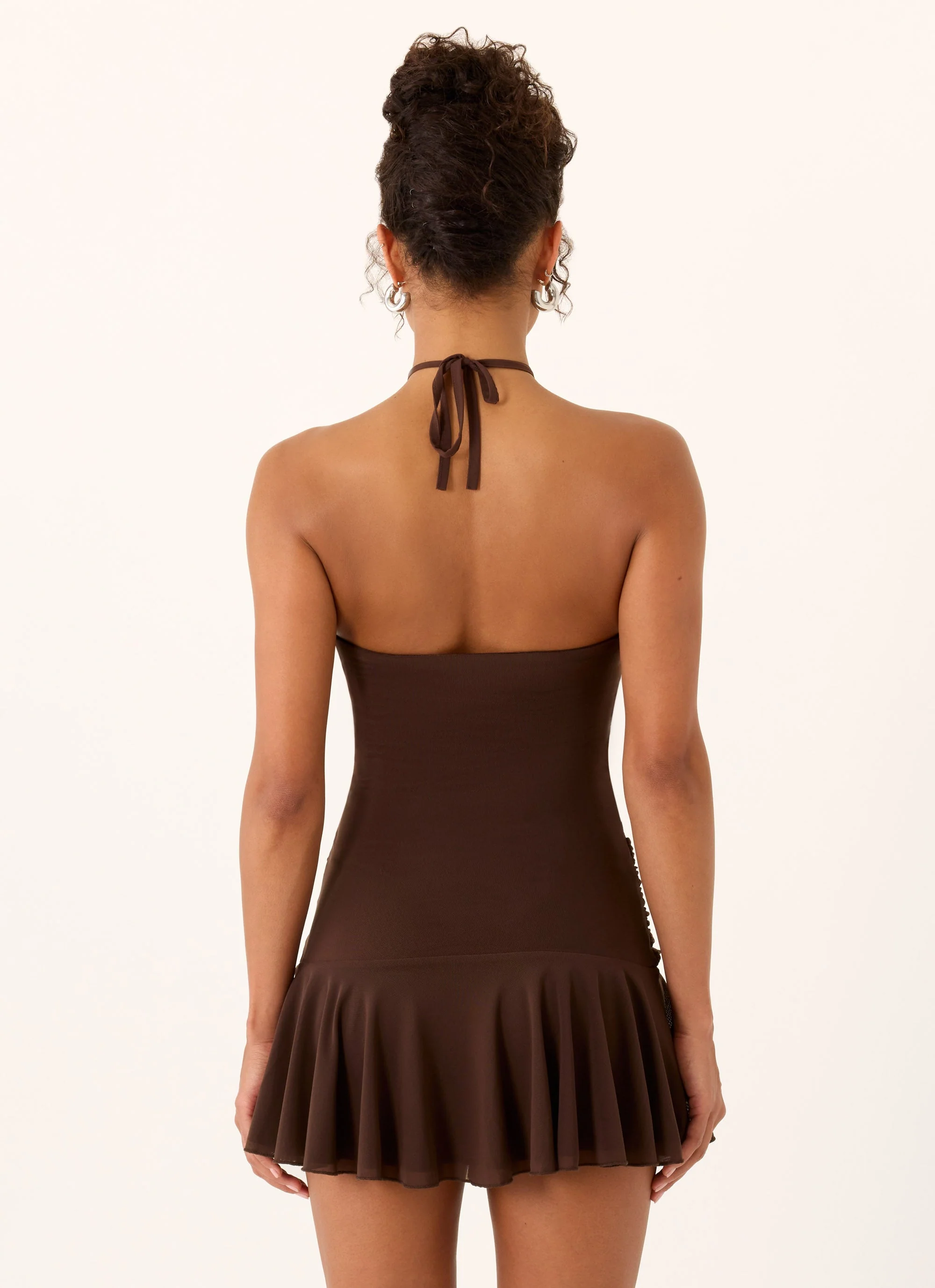 Elektra Mini Dress - Chocolate - Image 3