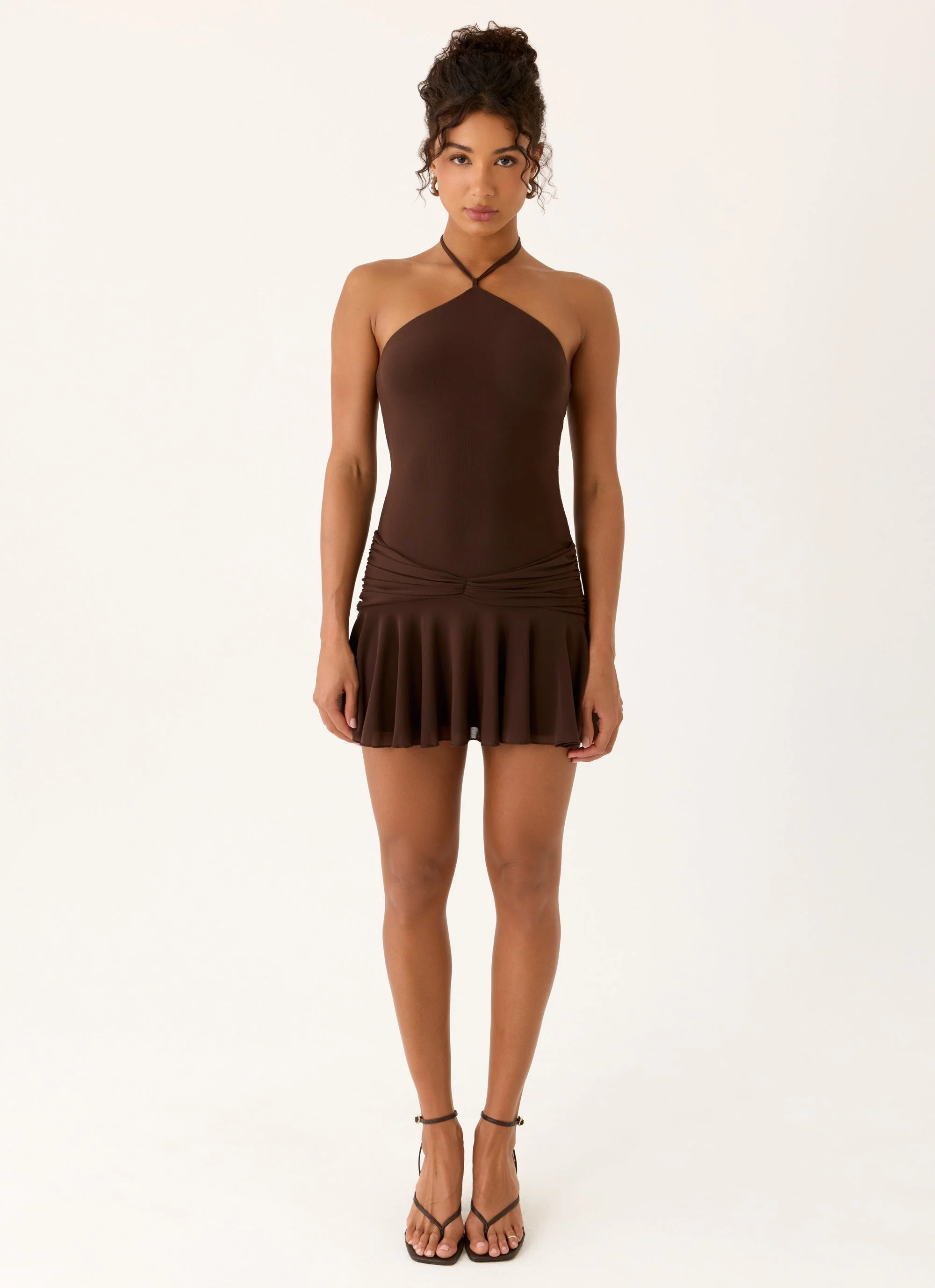 Elektra Mini Dress - Chocolate - Image 4