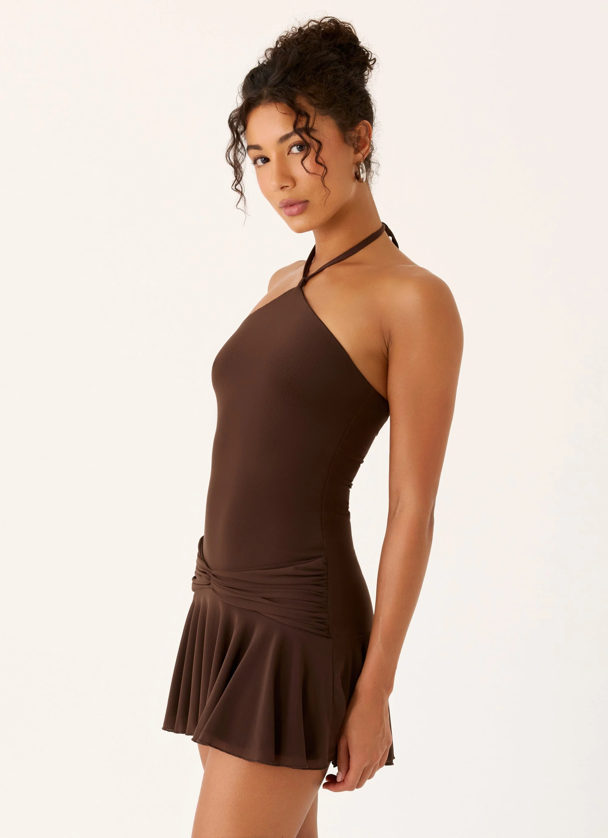 Elektra Mini Dress - Chocolate - Image 5