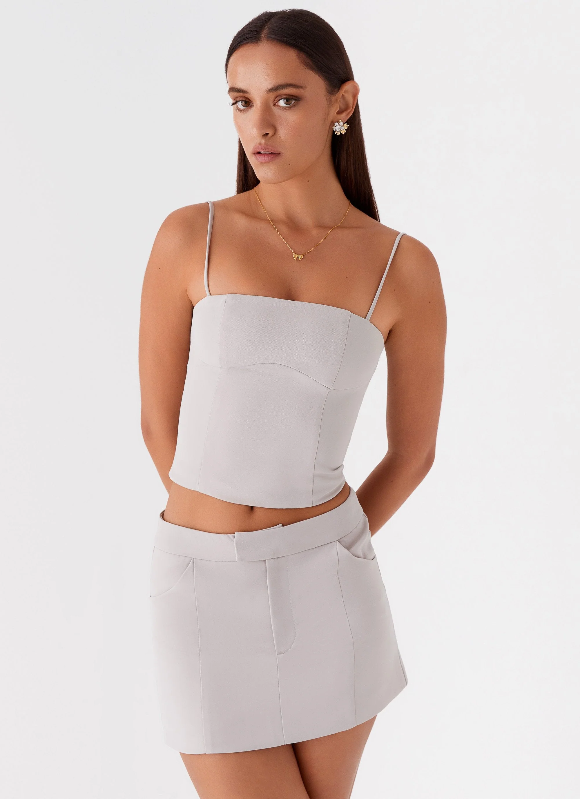 Eliana Suit Mini Skirt - Grey - Image 5