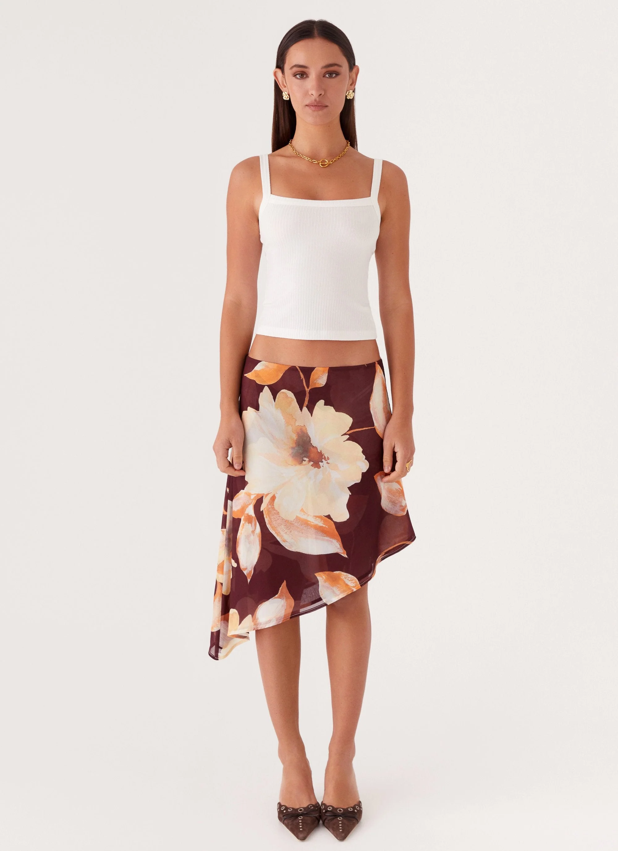 Elizabeth Midi Skirt - Brown Floral - Image 3