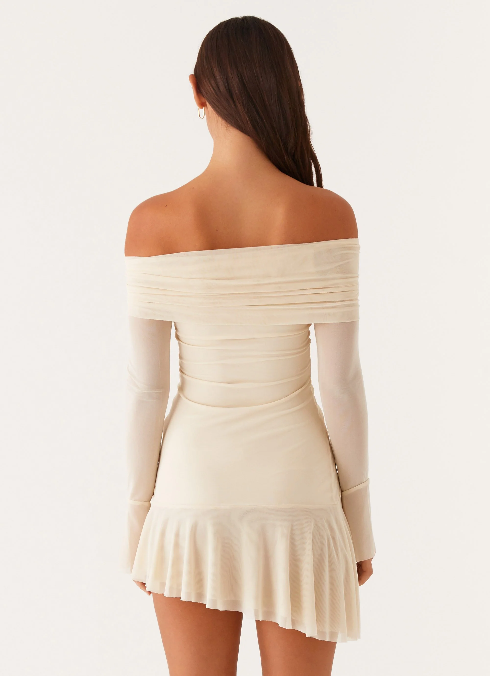 Ellis Ruched Mini Dress - Pastel Yellow - Image 4