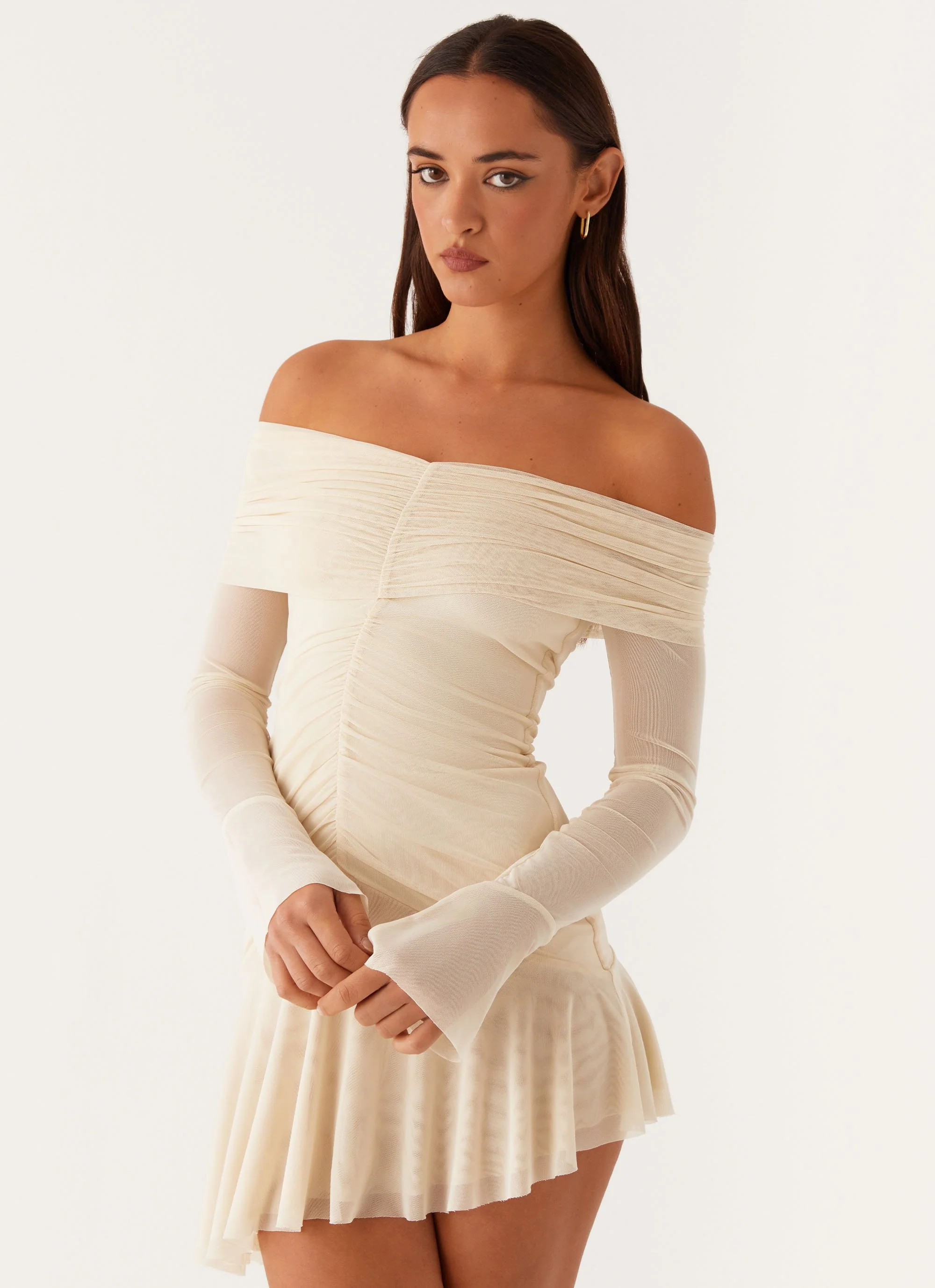 Ellis Ruched Mini Dress - Pastel Yellow - Image 6