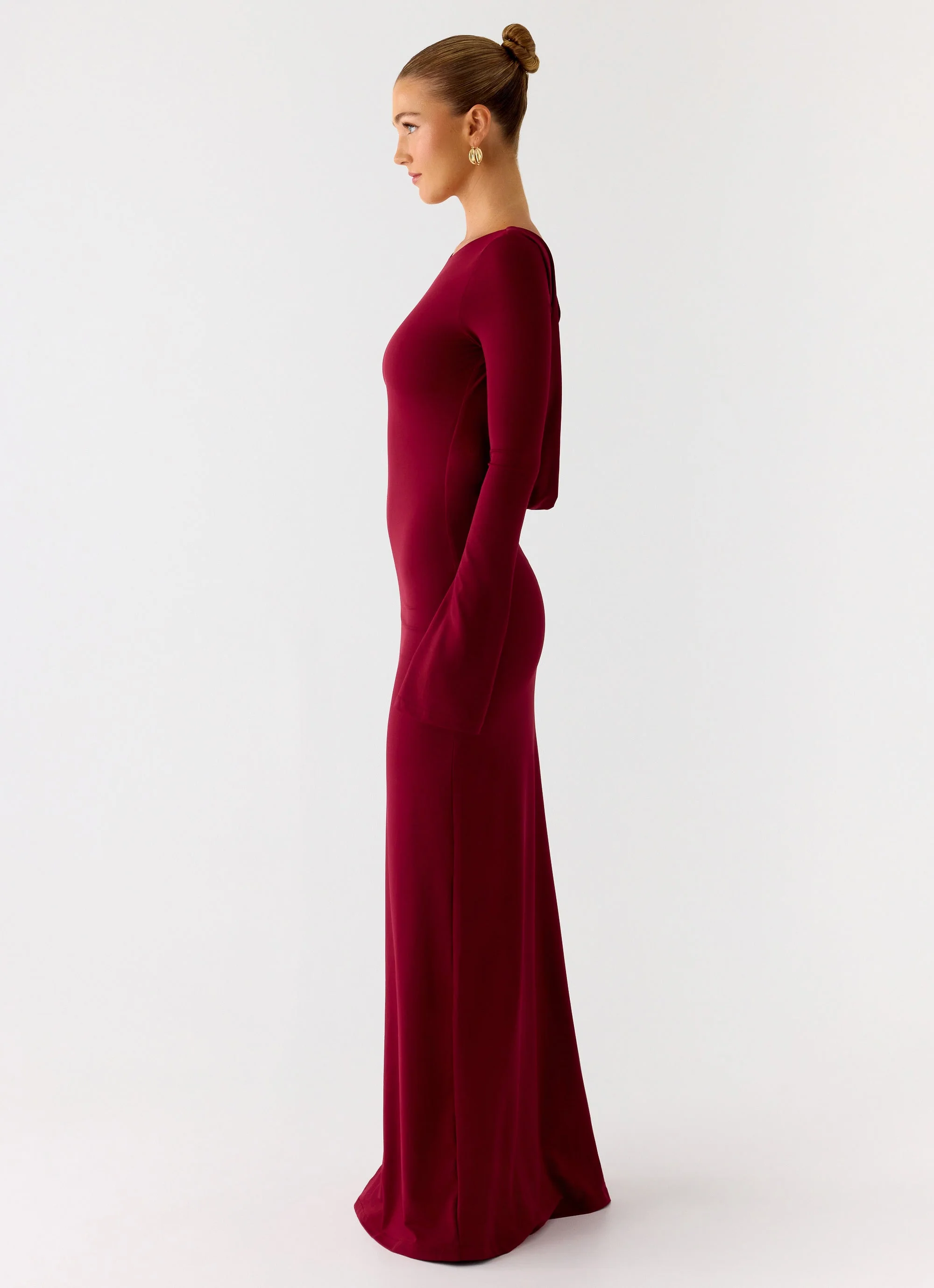 Elmont Long Sleeve Maxi Dress - Dark Cherry - Image 6