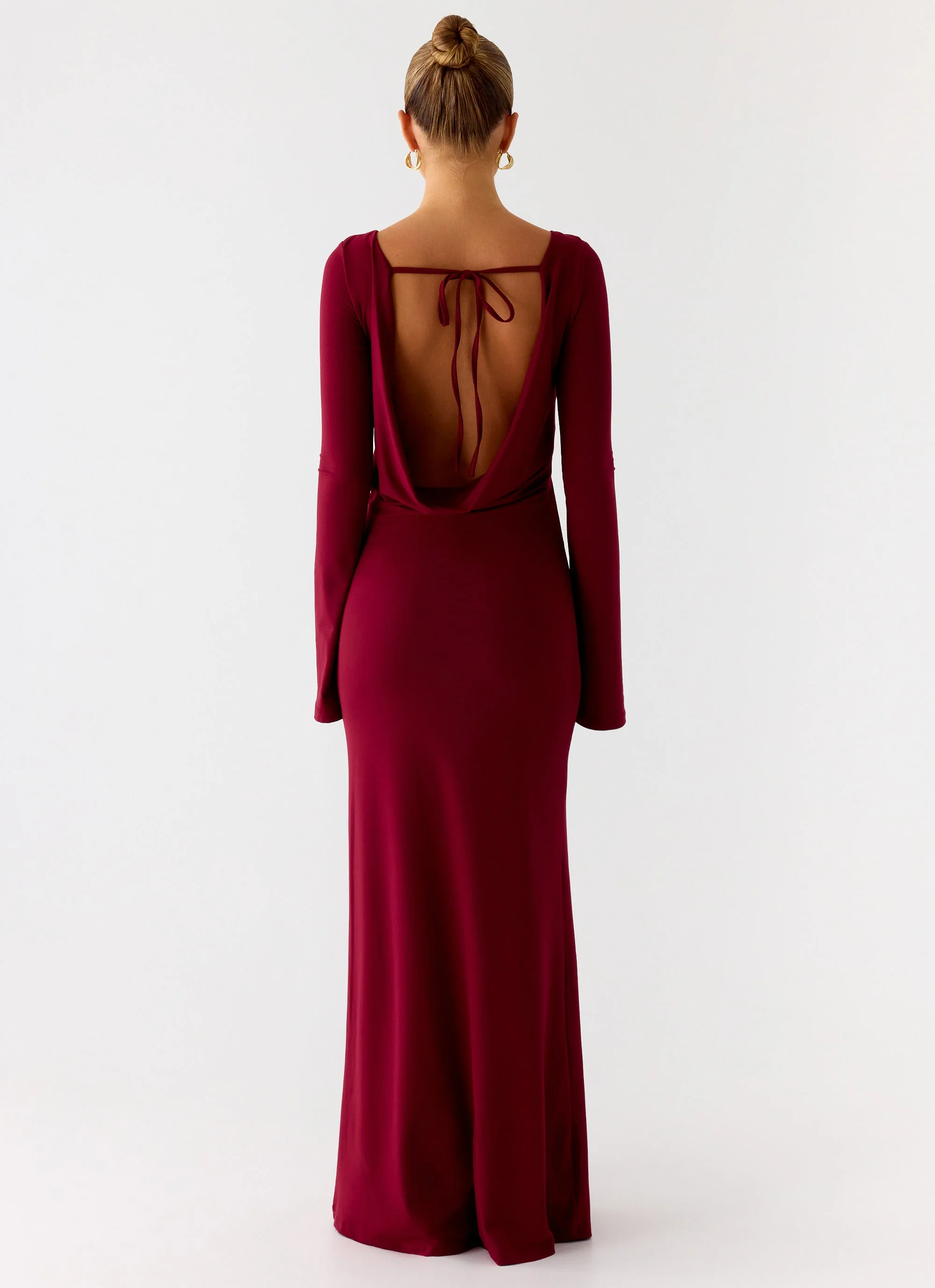 Elmont Long Sleeve Maxi Dress - Dark Cherry - Image 7