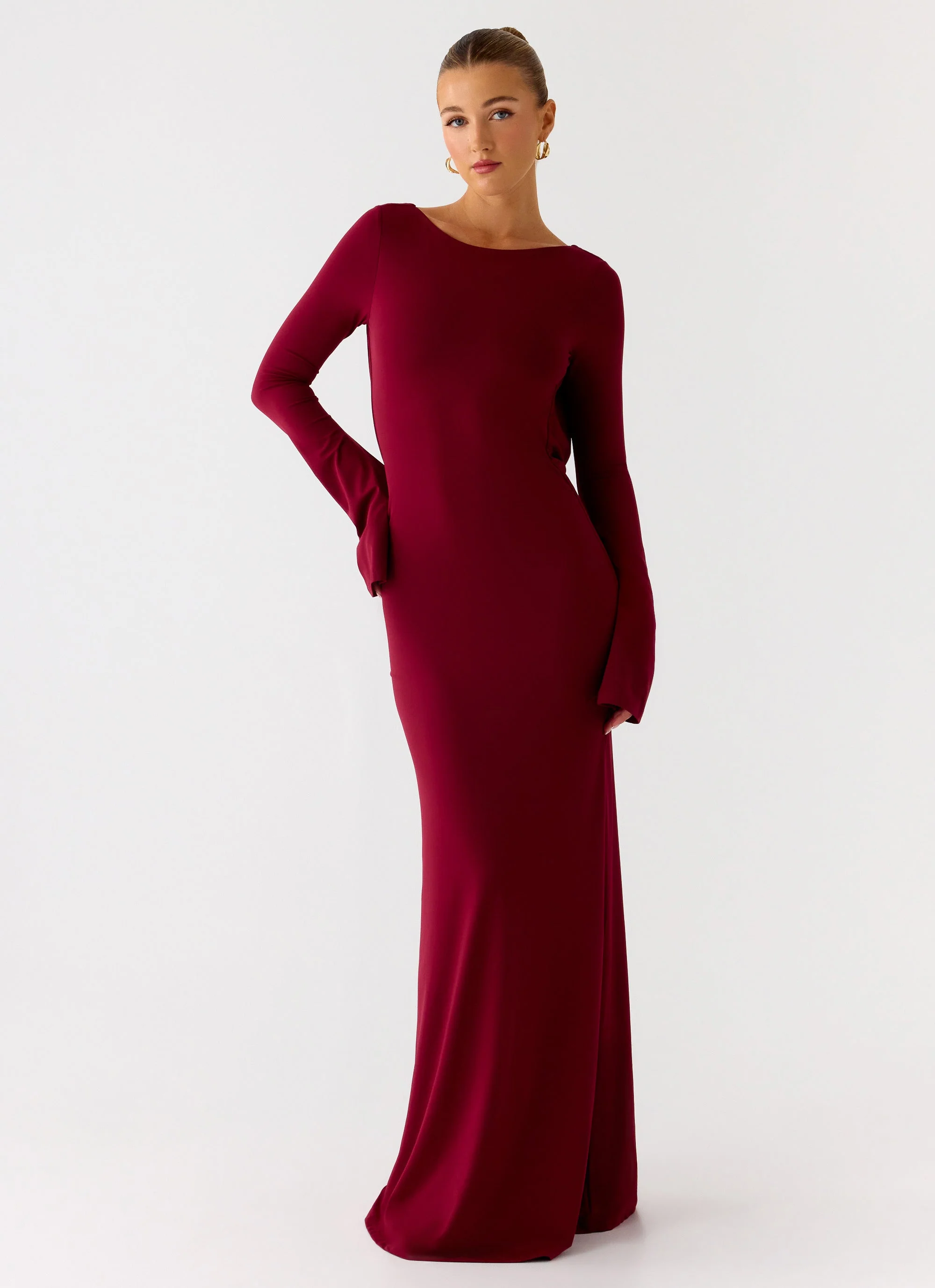 Elmont Long Sleeve Maxi Dress - Dark Cherry - Image 8