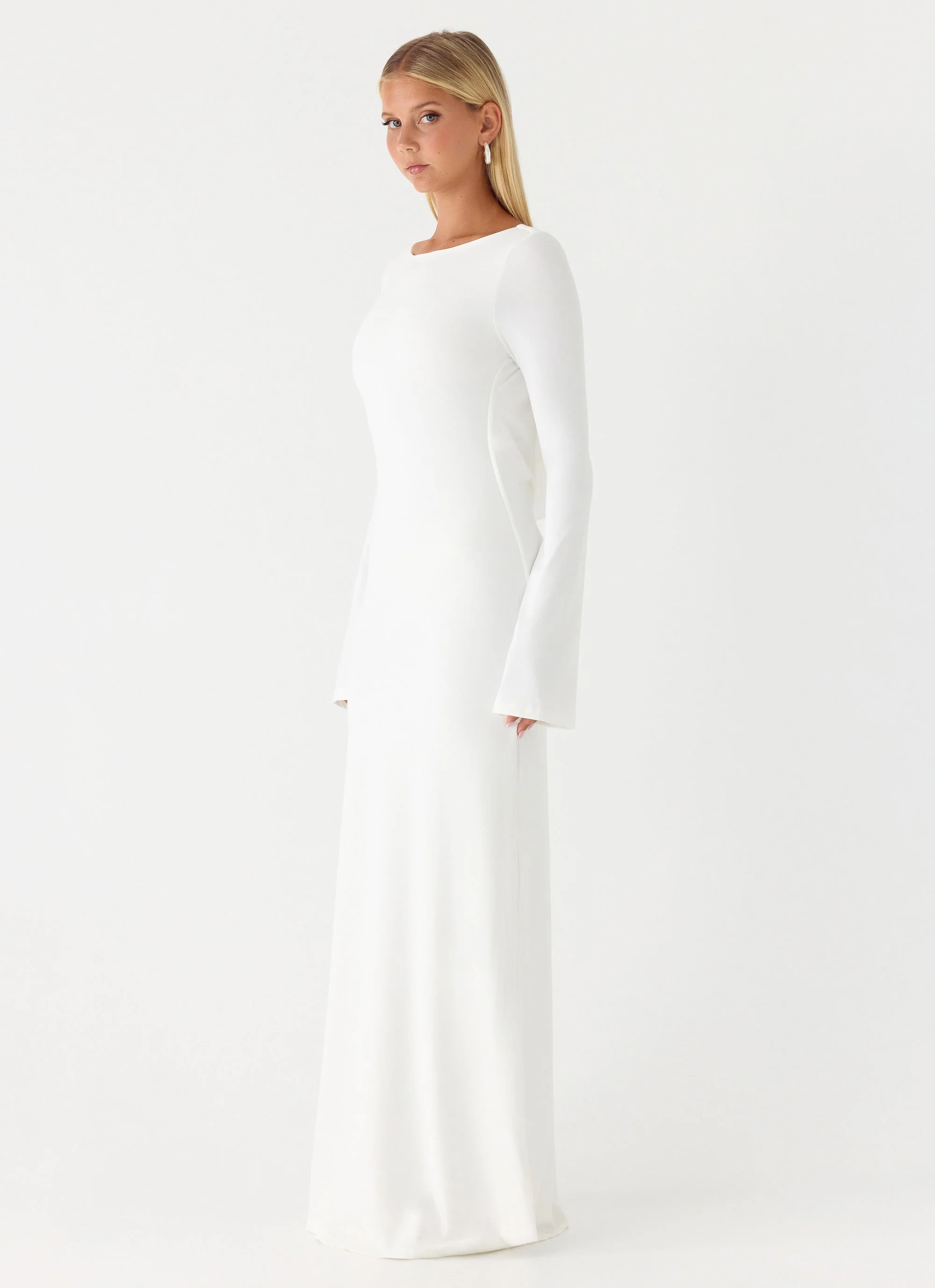 Elmont Long Sleeve Maxi Dress - White - Image 3