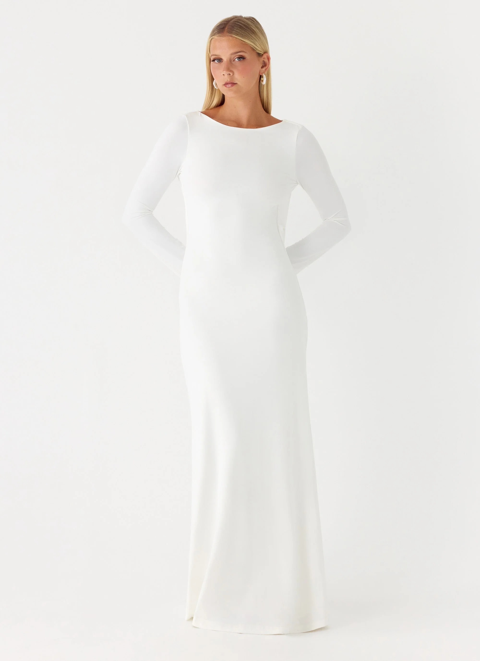 Elmont Long Sleeve Maxi Dress - White - Image 6