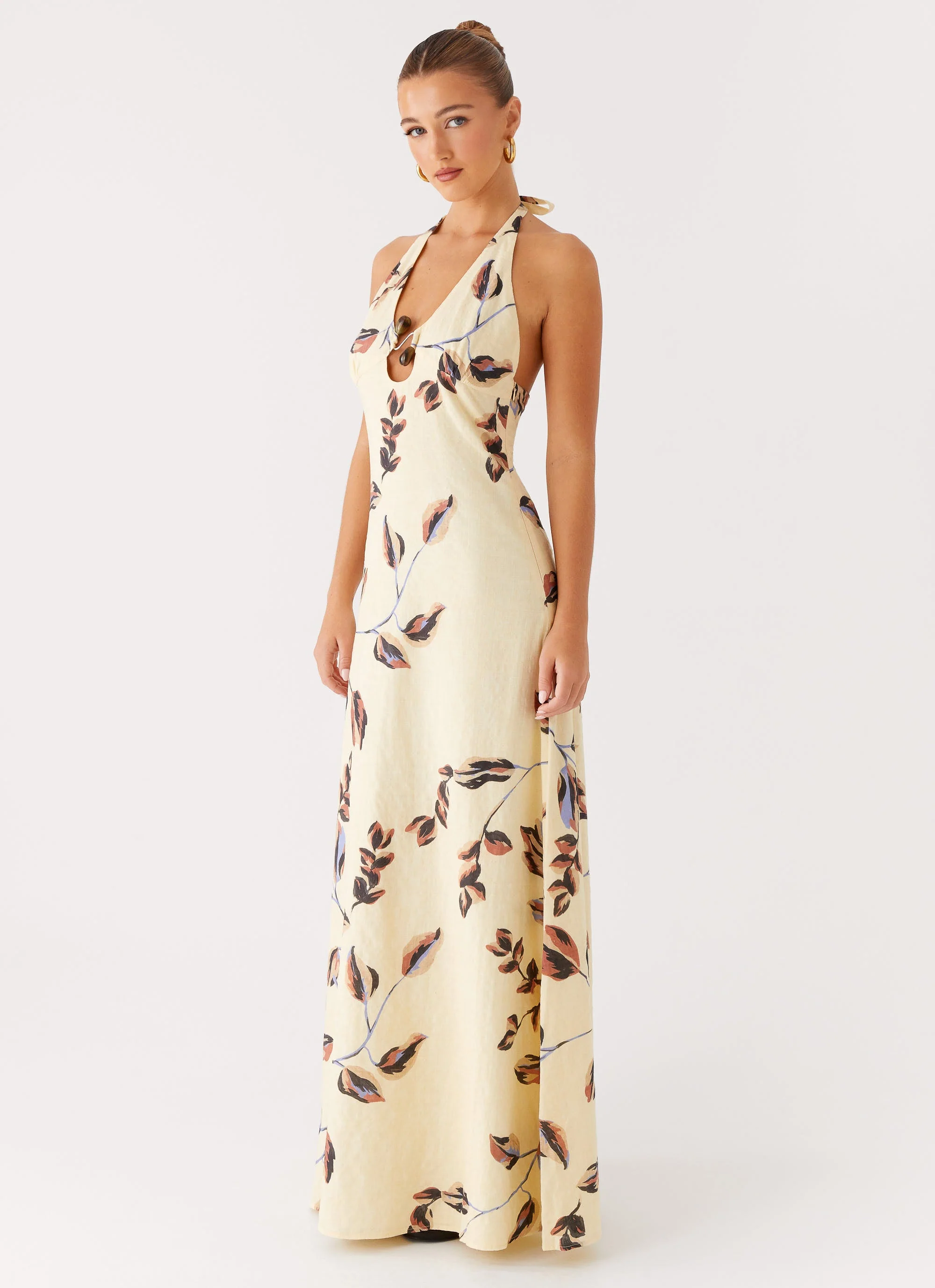 Elvina Halter Neck Maxi Dress - Buttercream Bliss - Image 2