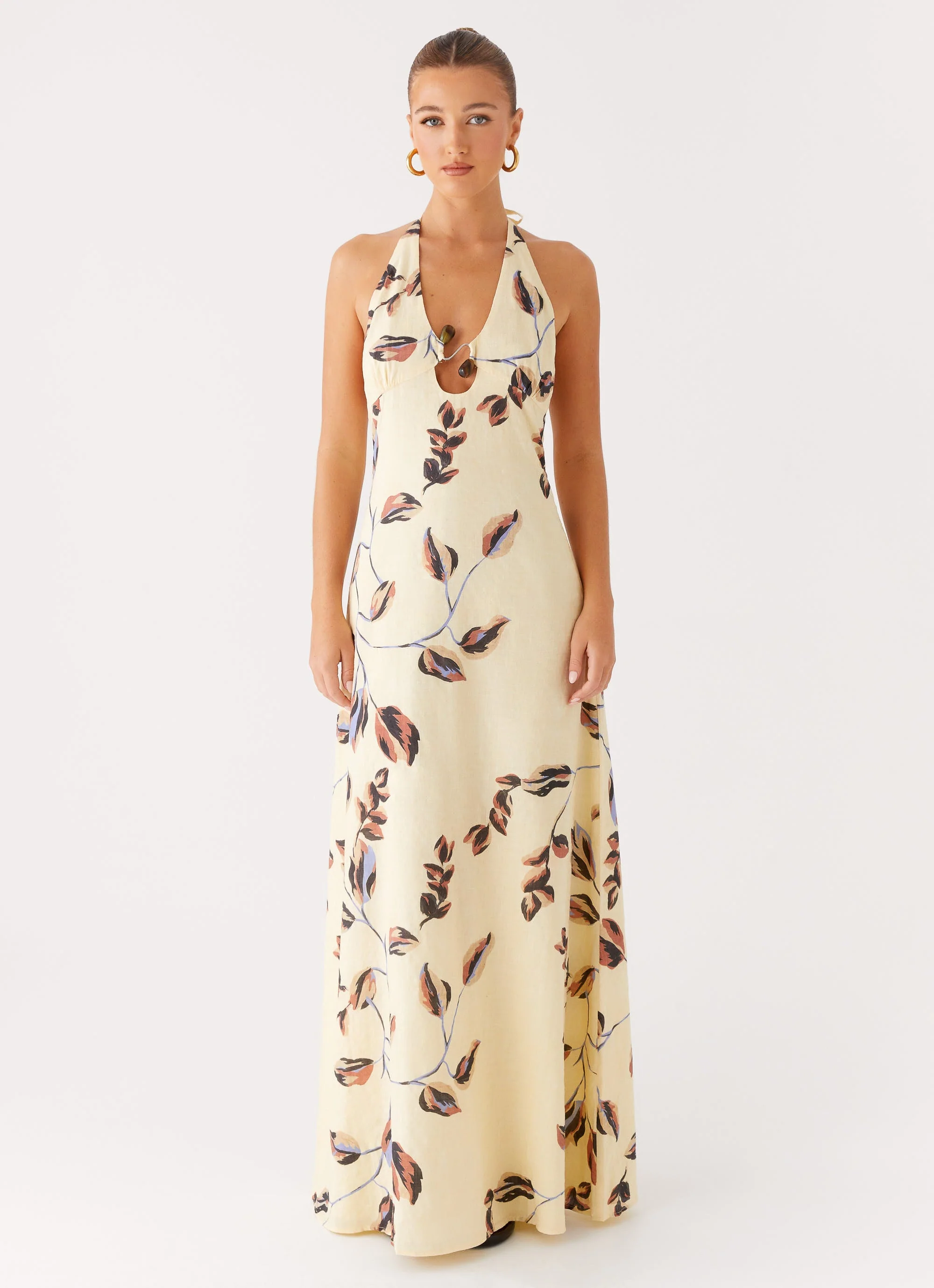 Elvina Halter Neck Maxi Dress - Buttercream Bliss - Image 5