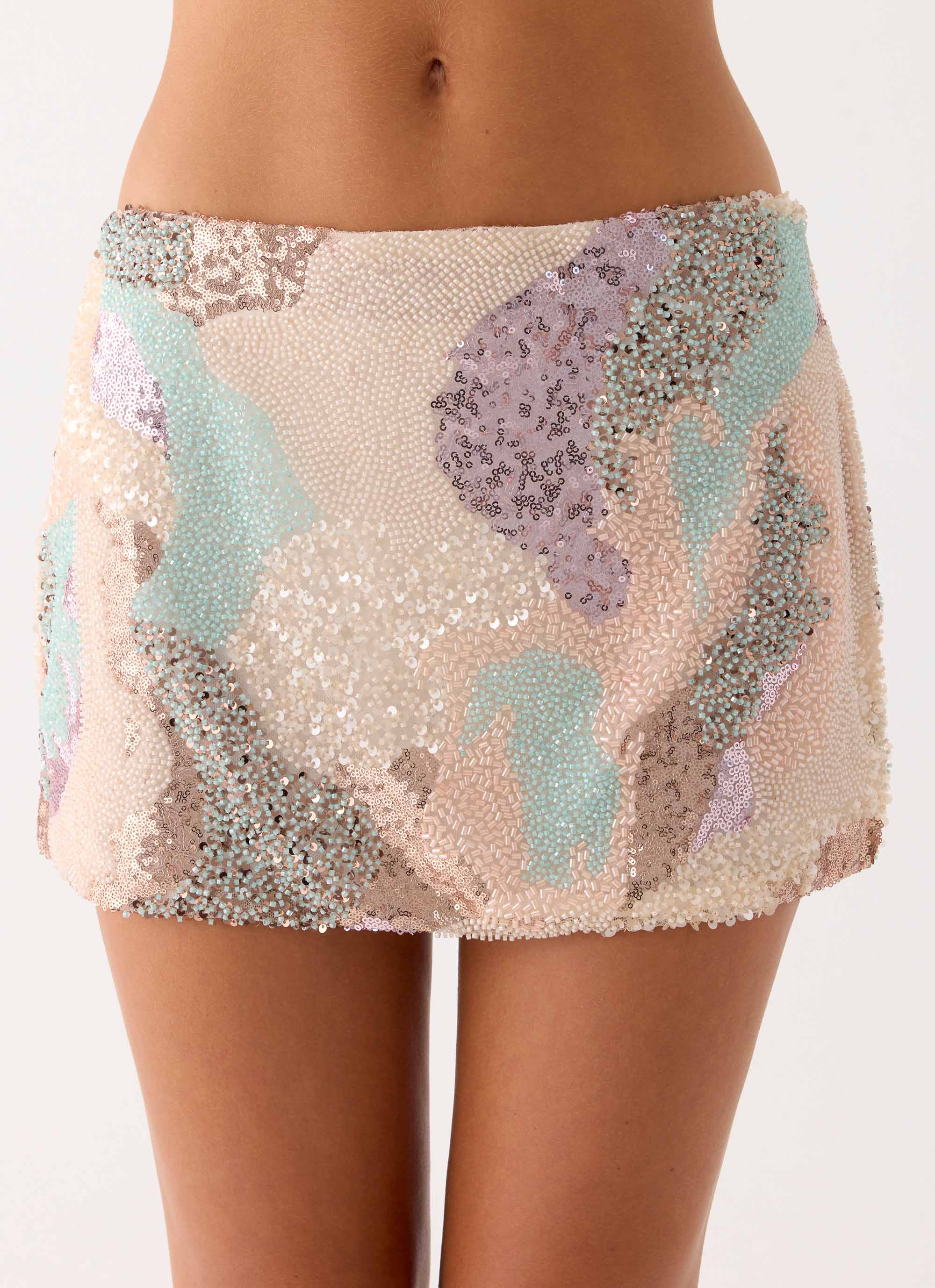 Elyna Beaded Mini Skirt - Swirl Sequin - Image 4