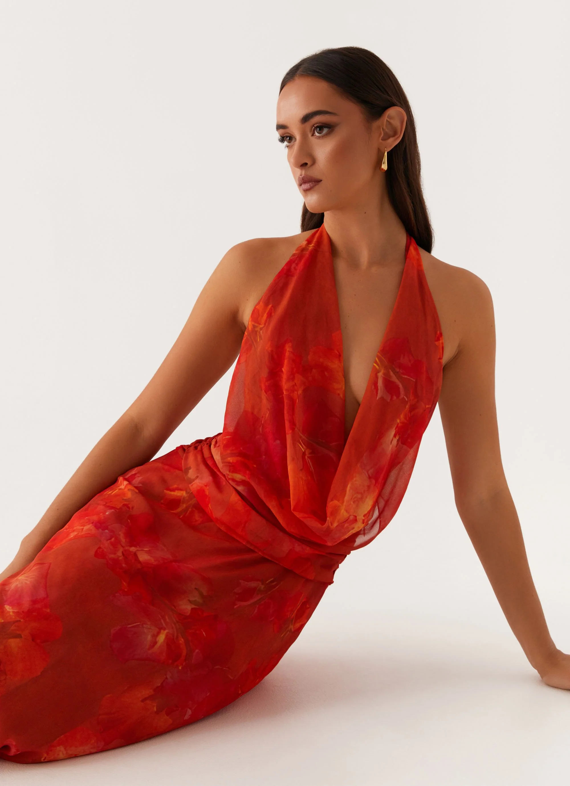 Elysia Chiffon Maxi Dress - Amber - Image 4