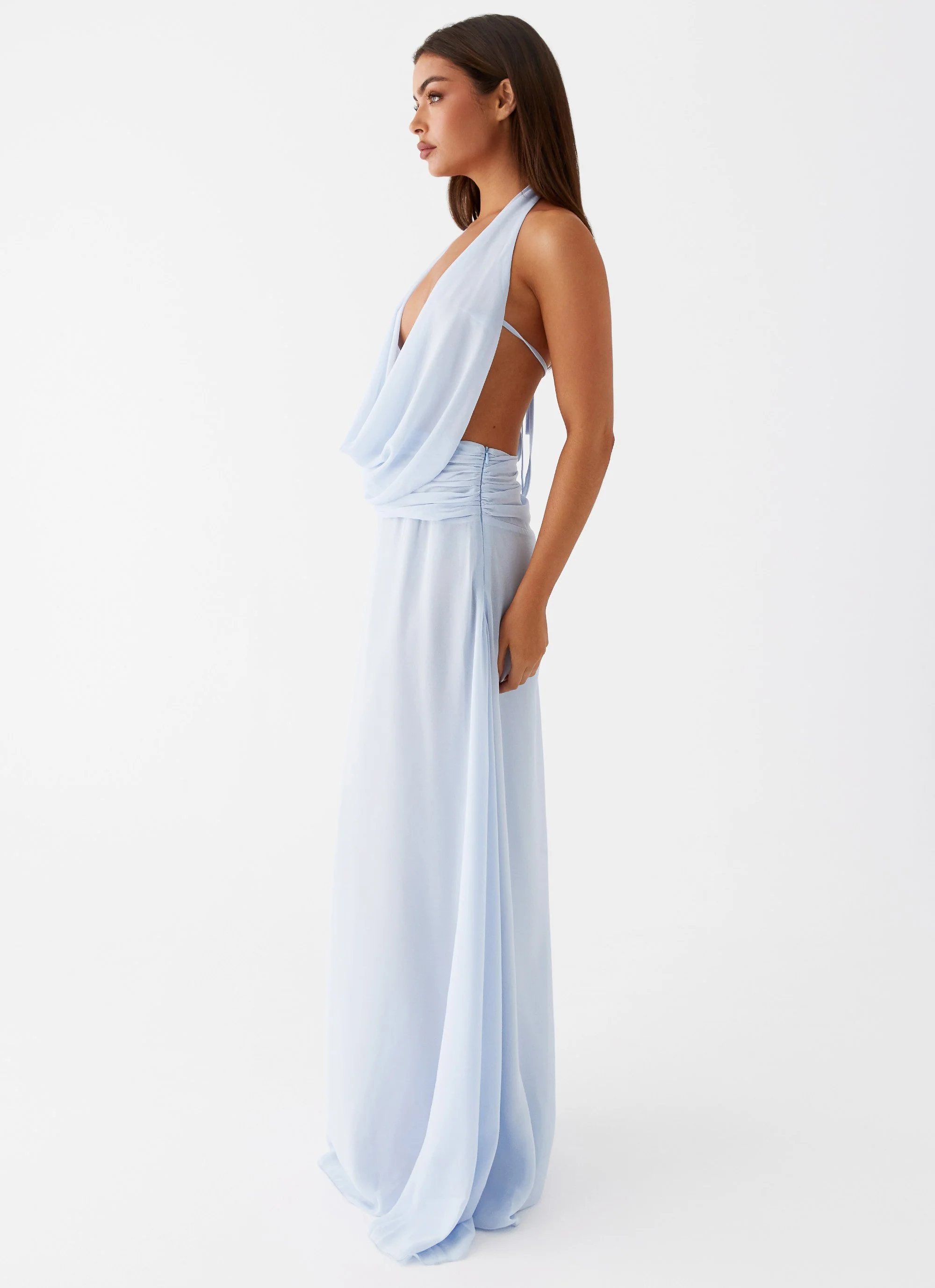 Elysia Chiffon Maxi Dress - Baby Blue - Image 3