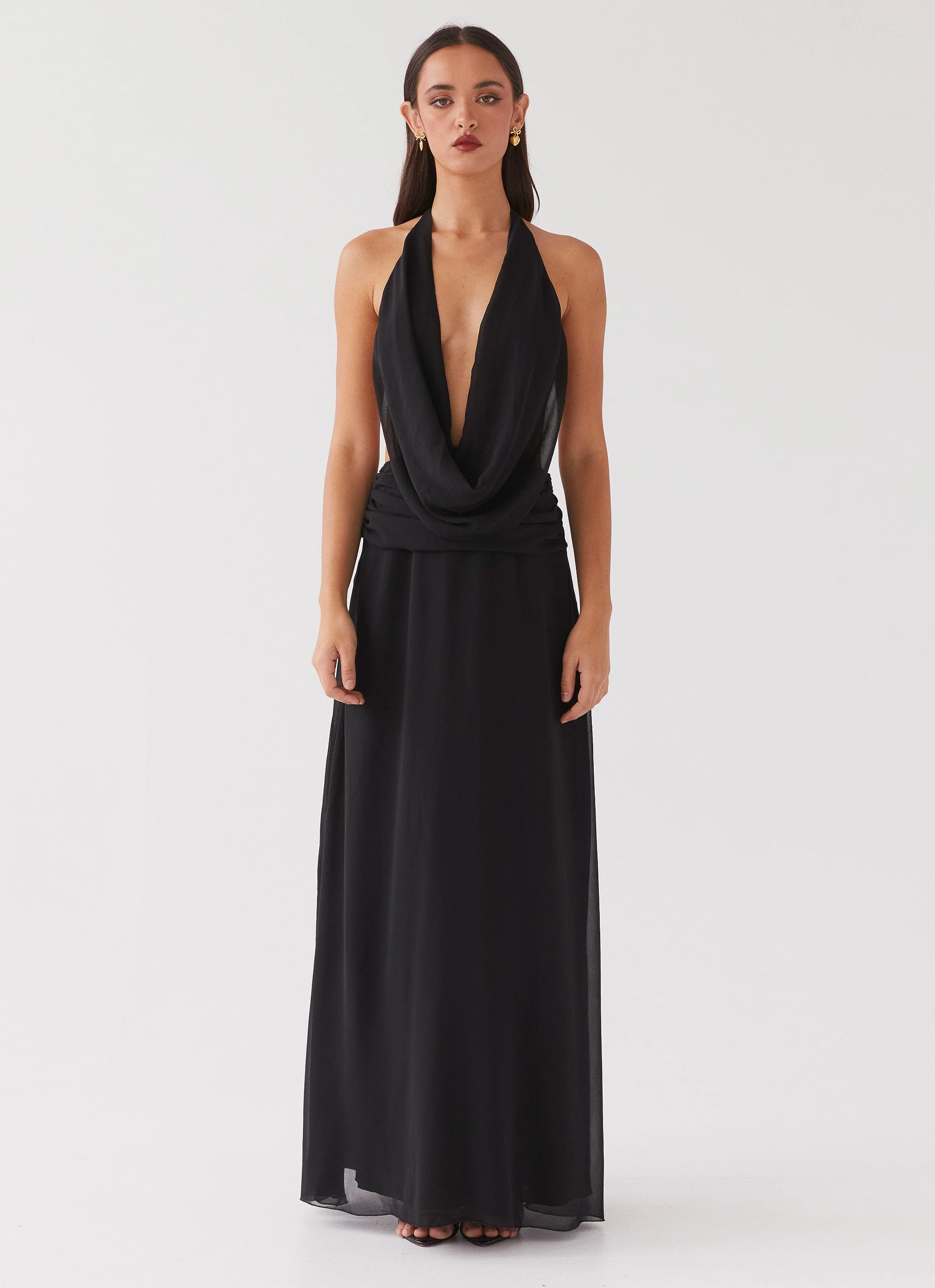 Elysia Chiffon Maxi Dress - Black - Image 2
