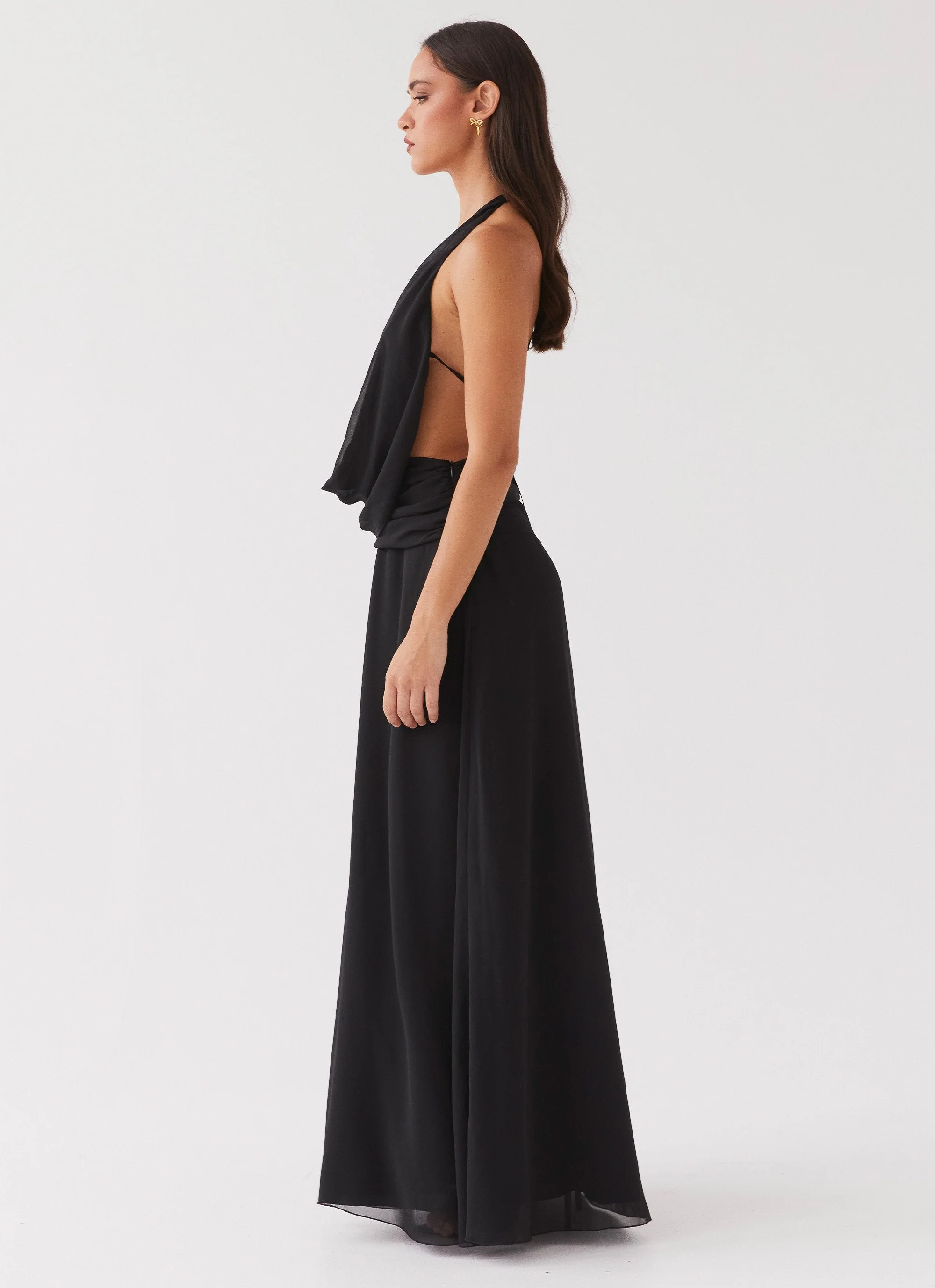 Elysia Chiffon Maxi Dress - Black - Image 5