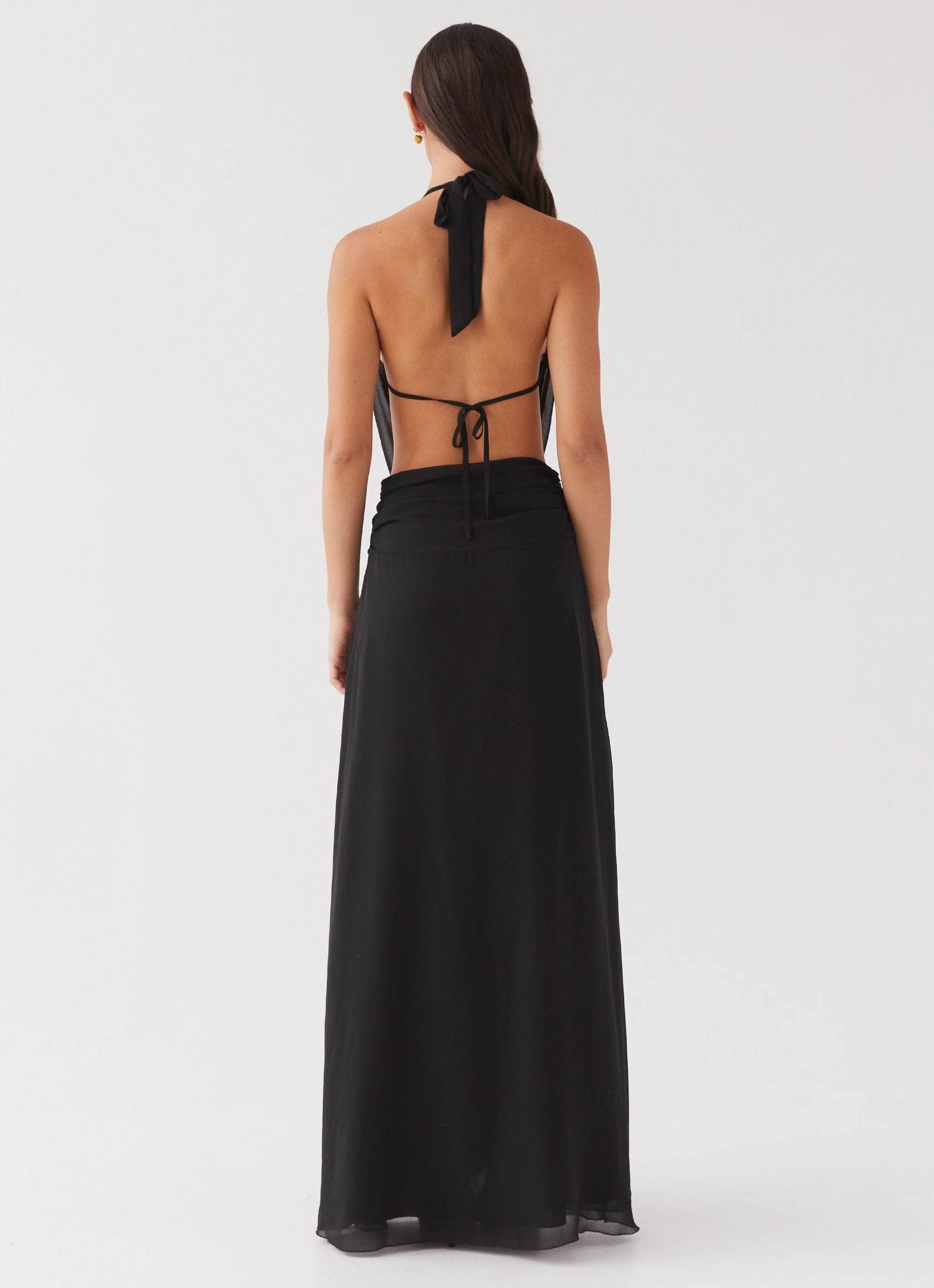 Elysia Chiffon Maxi Dress - Black - Image 7