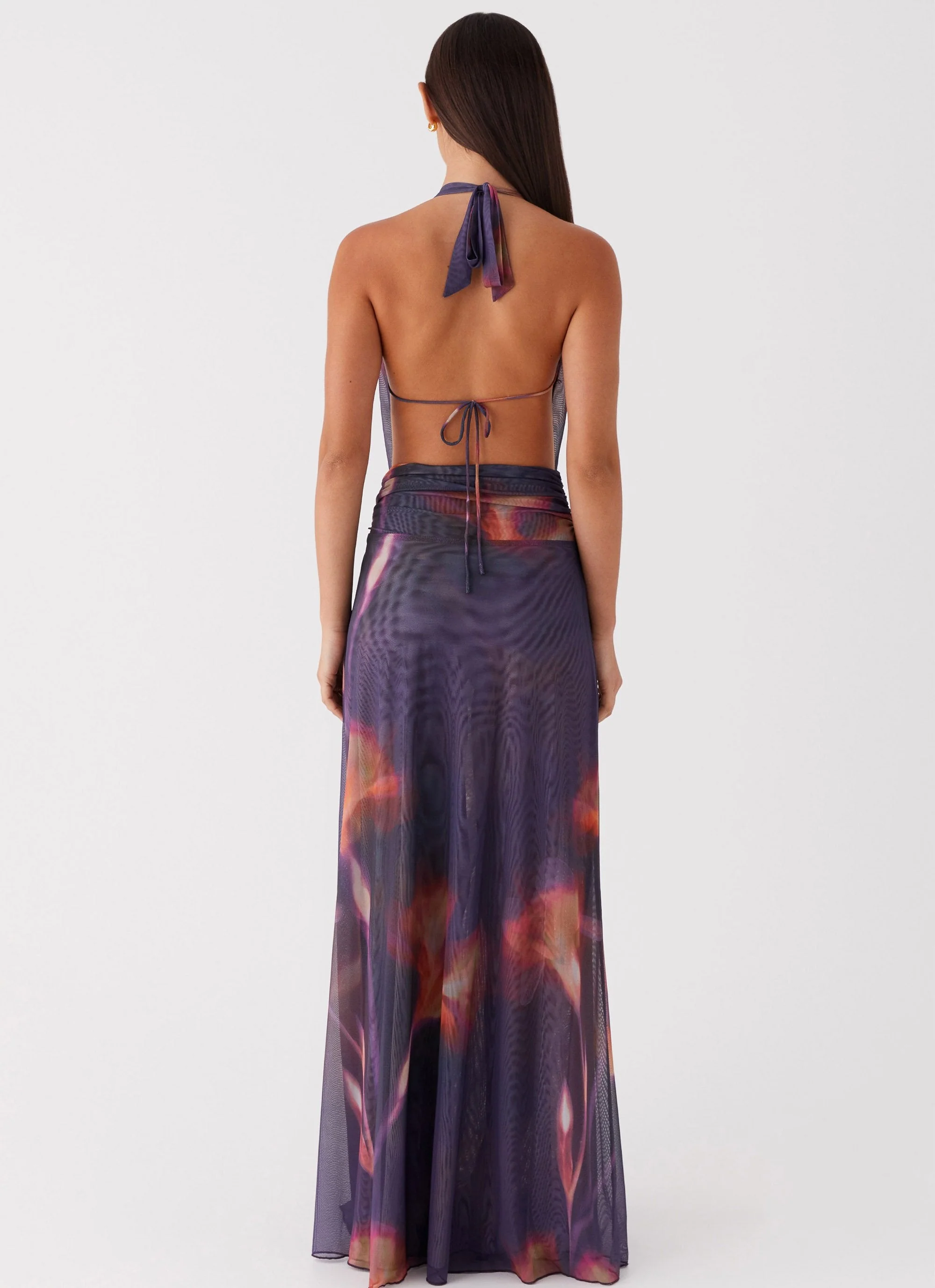 Elysia Mesh Maxi Dress - Midnight Bloom - Image 4