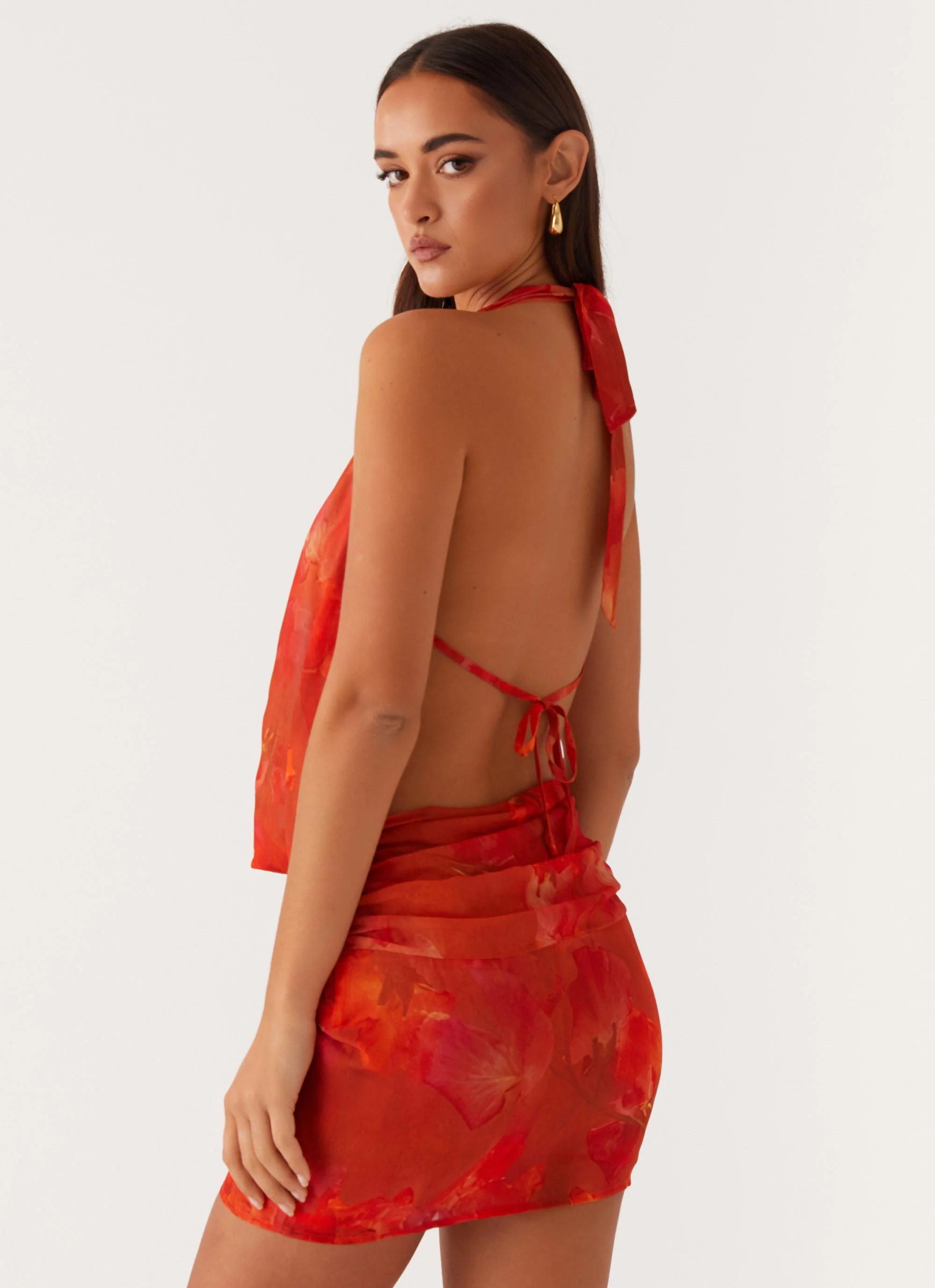 Elysia Chiffon Mini Dress - Amber - Image 5