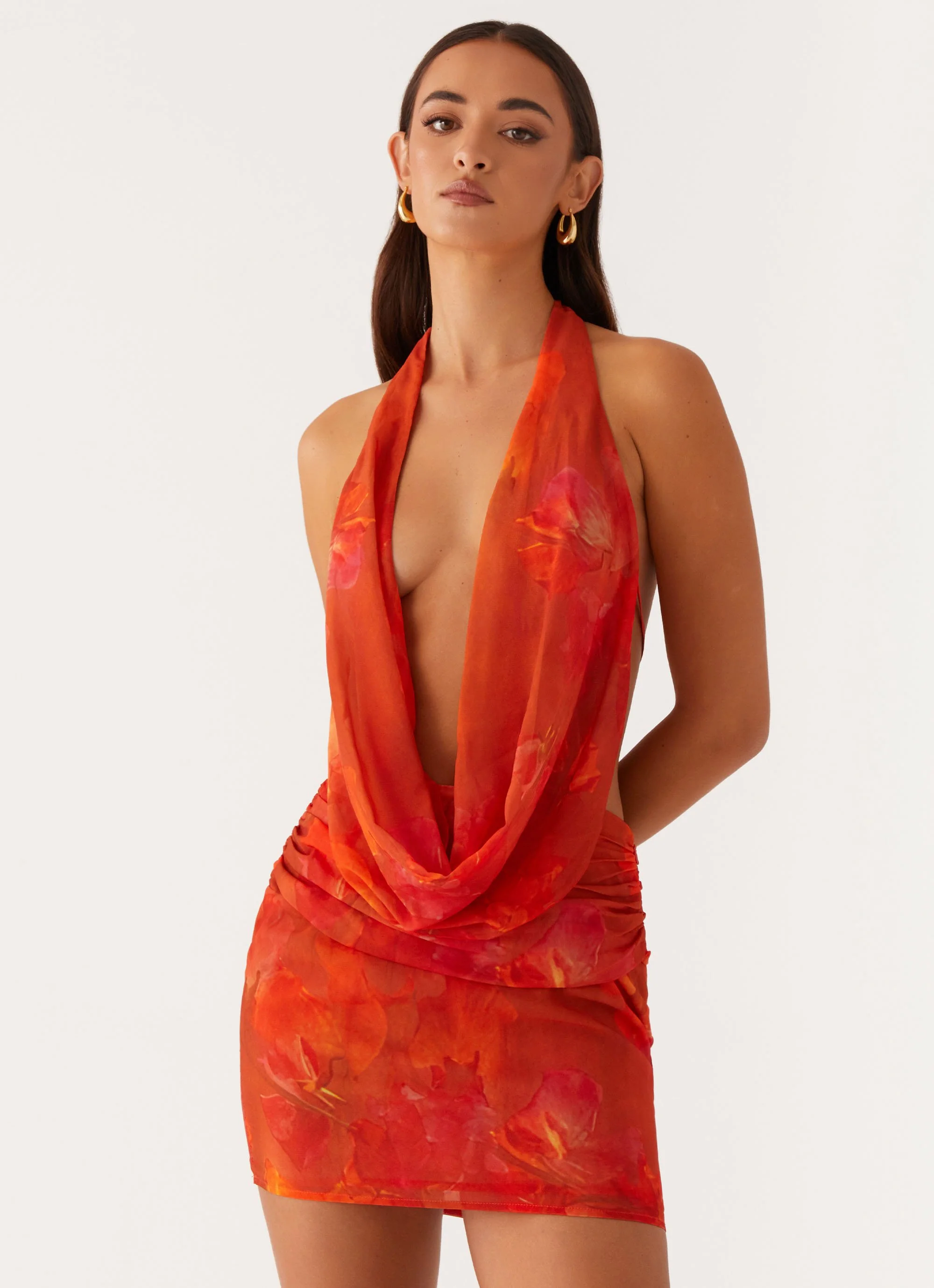 Elysia Chiffon Mini Dress - Amber - Image 6