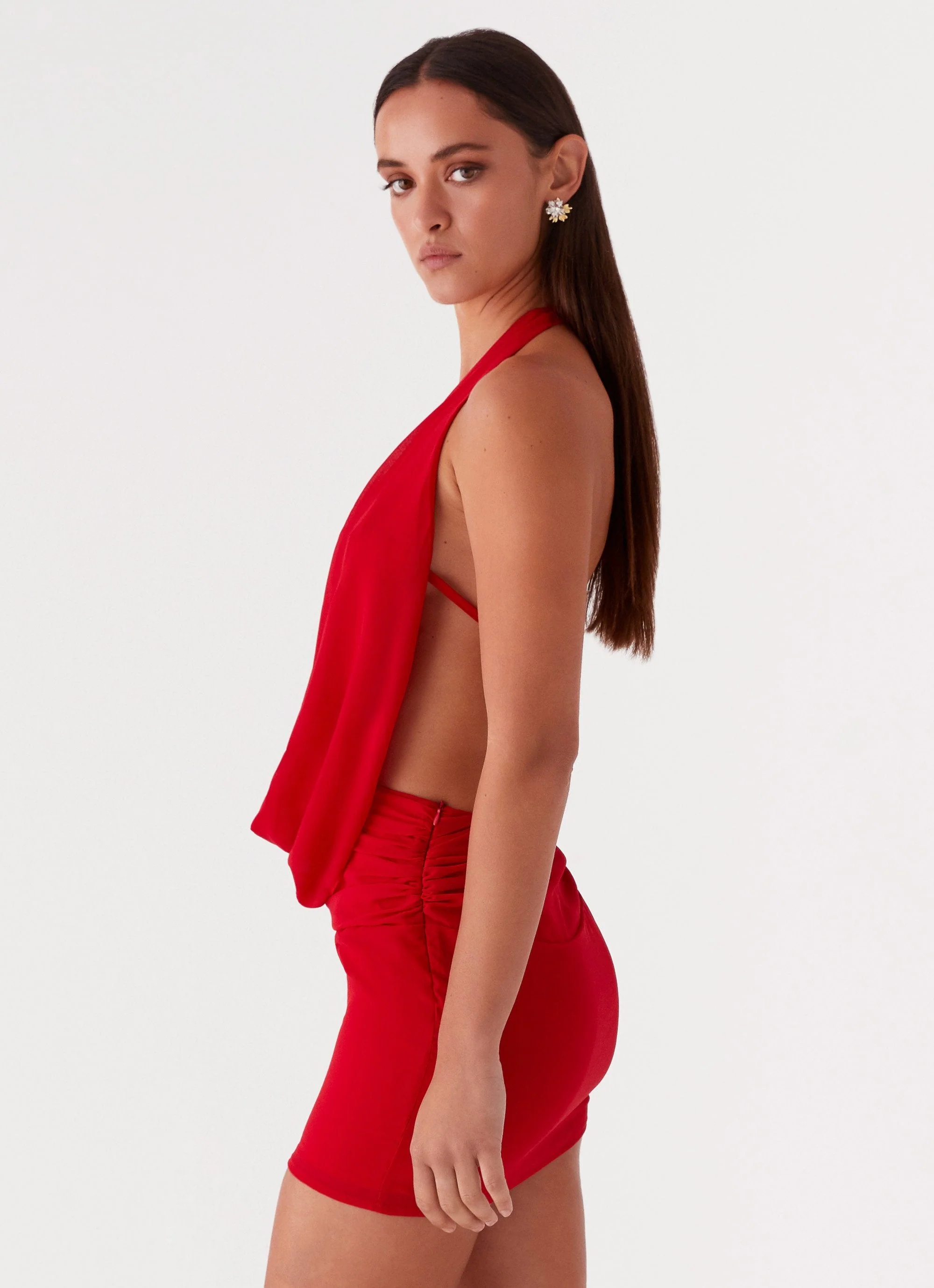 Elysia Chiffon Mini Dress - Red - Image 3