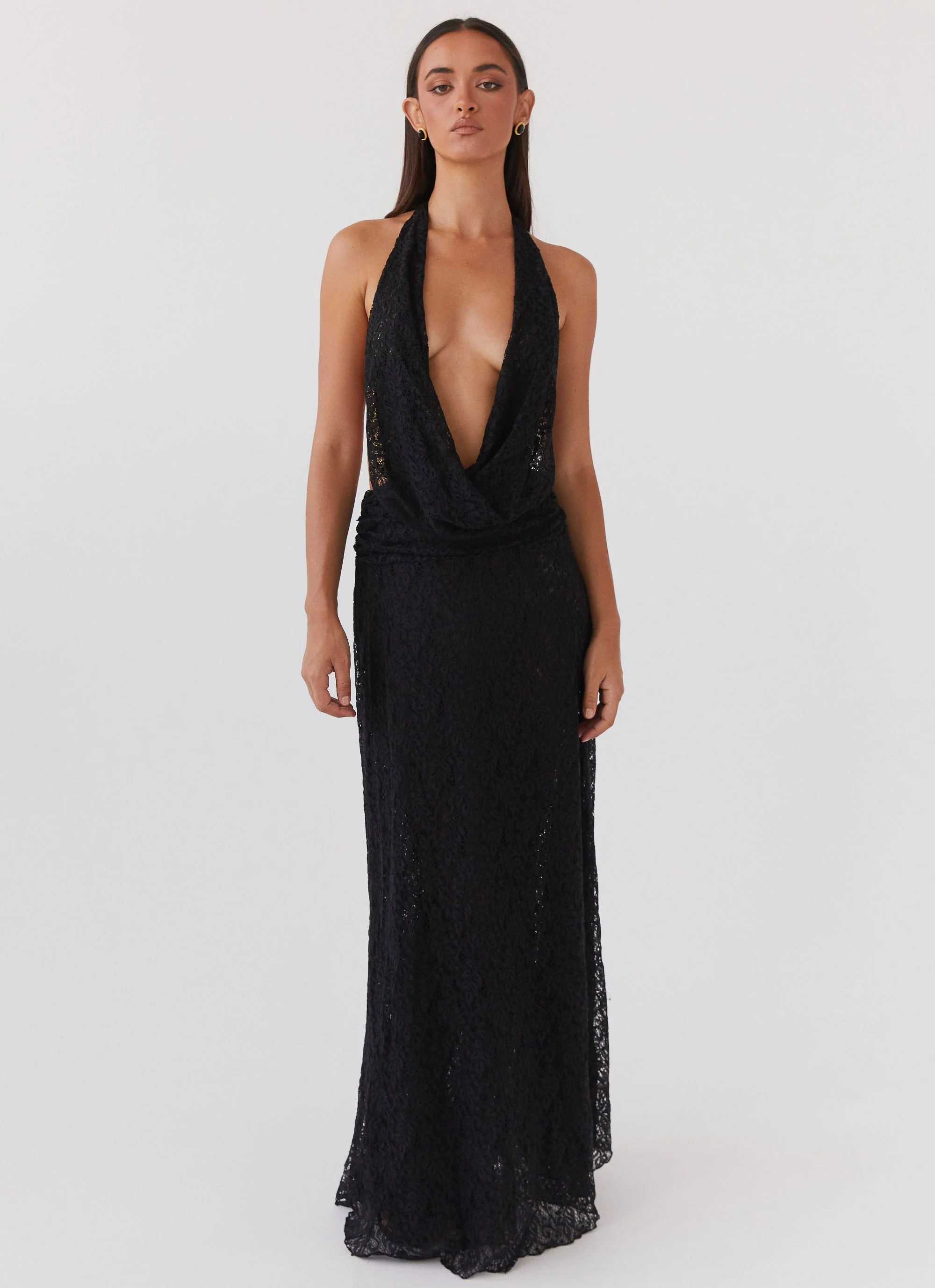 Elysia Lace Maxi Dress - Black - Image 2