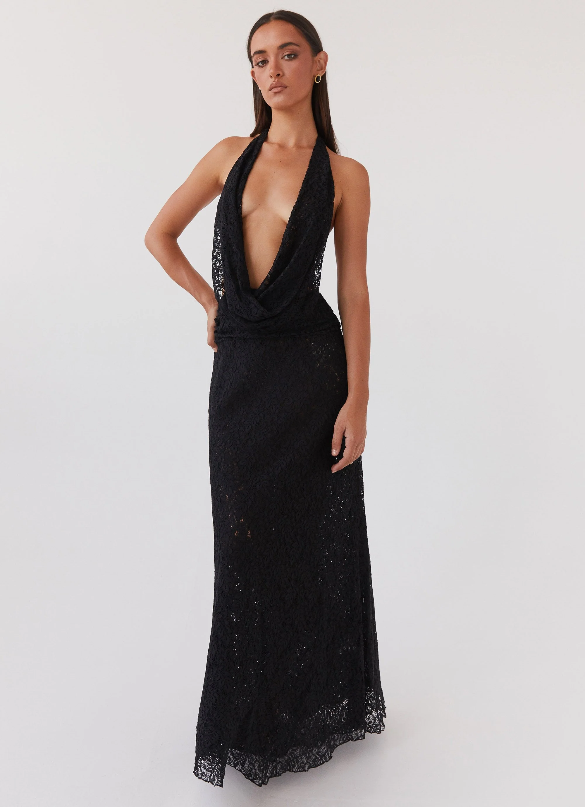 Elysia Lace Maxi Dress - Black - Image 4