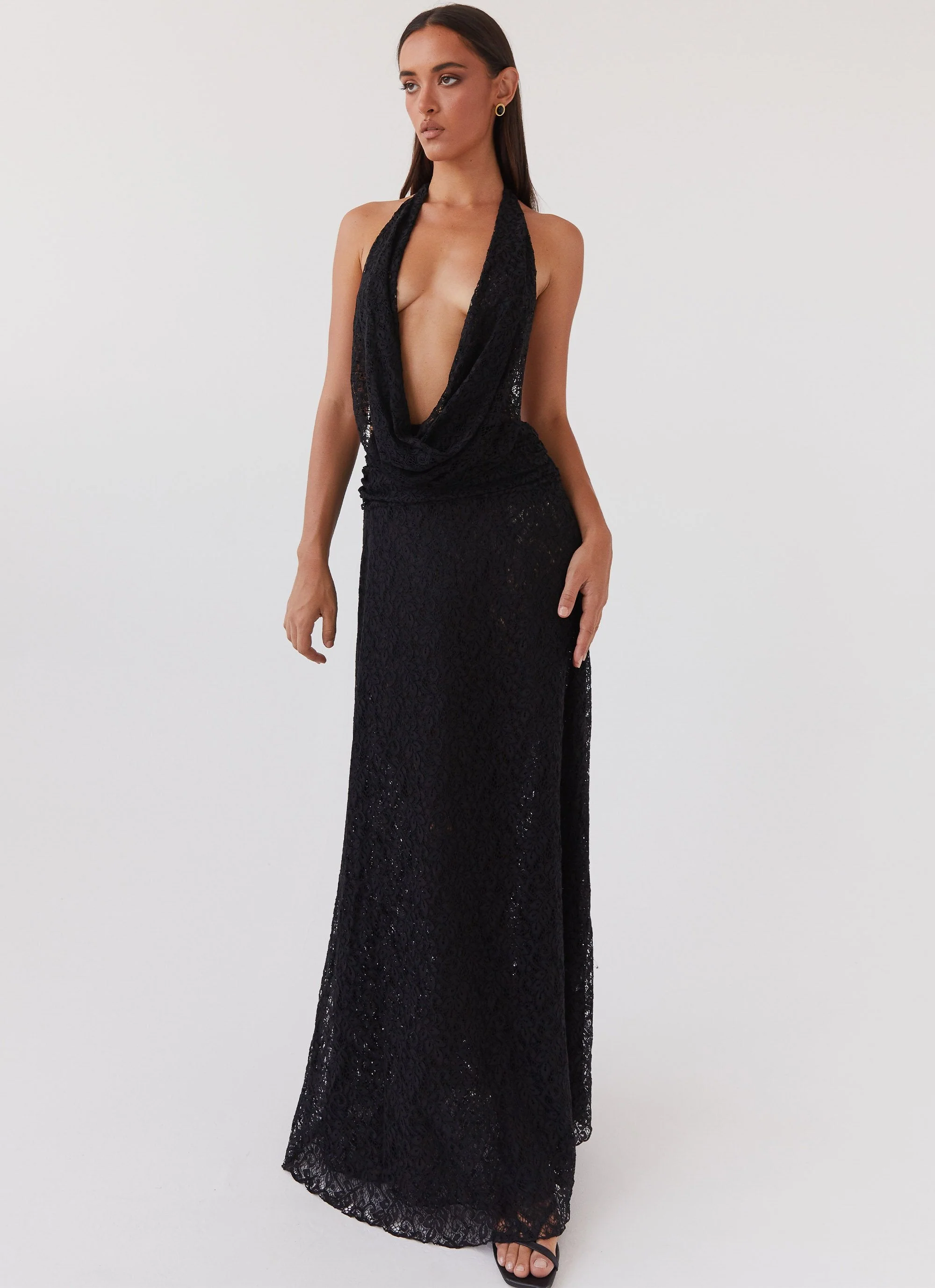 Elysia Lace Maxi Dress - Black - Image 6