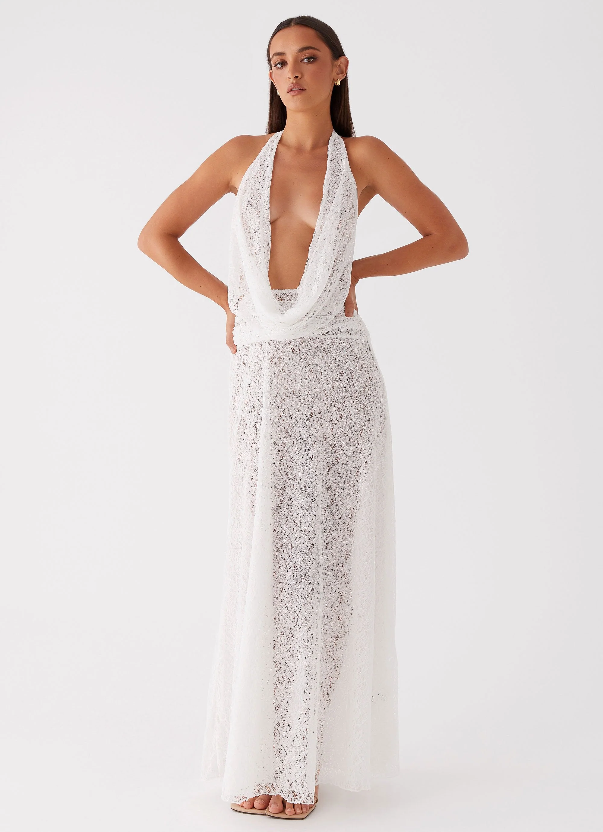 Elysia Lace Maxi Dress - White - Image 2