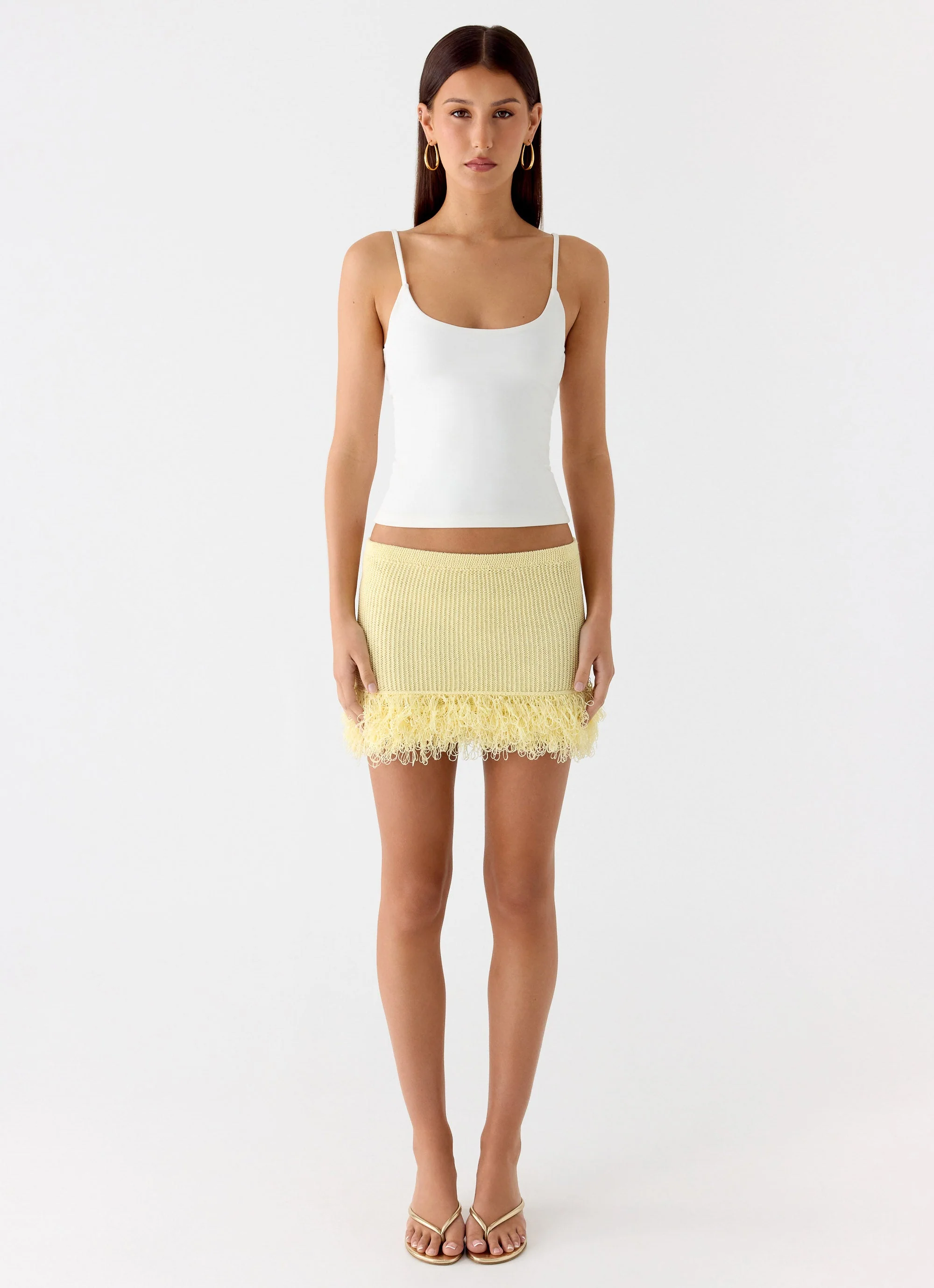 Elyssa Knit Mini Skirt - Lemon - Image 4