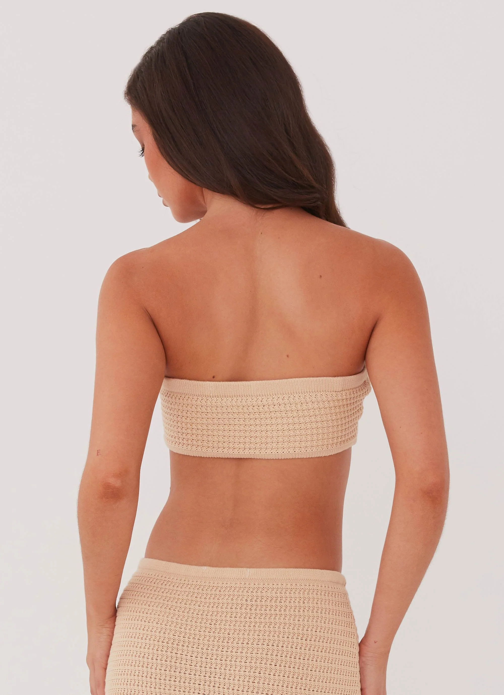 Emaline Knit Bandeau Top - Beige - Image 4