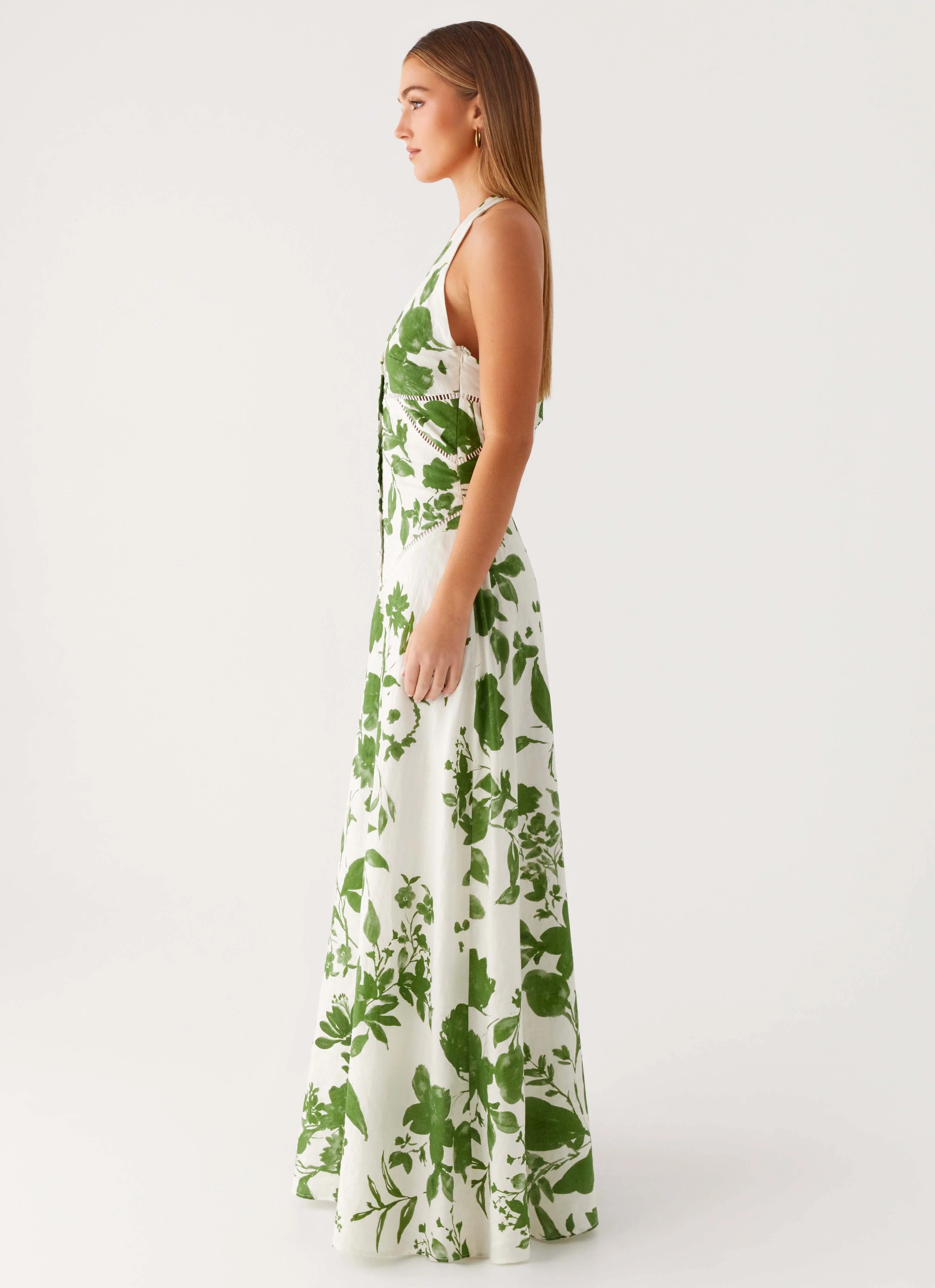 Ember Valley Cotton Maxi Dress - Verdant Bloom - Image 3