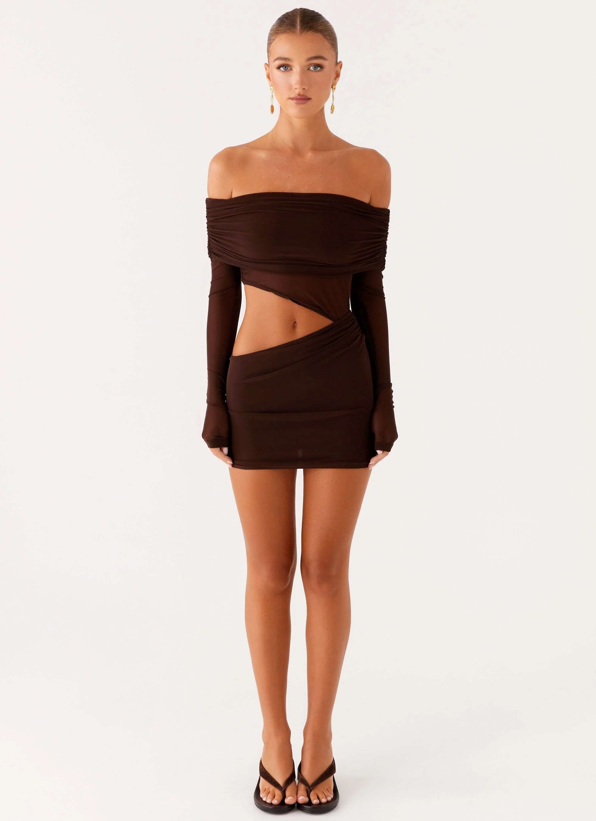 Emery Mini Dress - Chocolate - Image 2