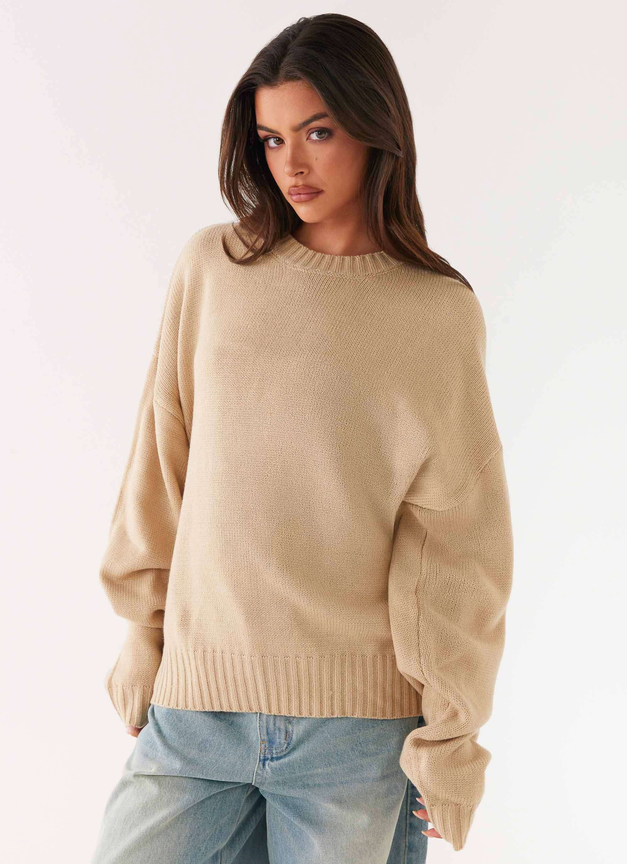 Emma Oversized Sweater - Beige - Image 2