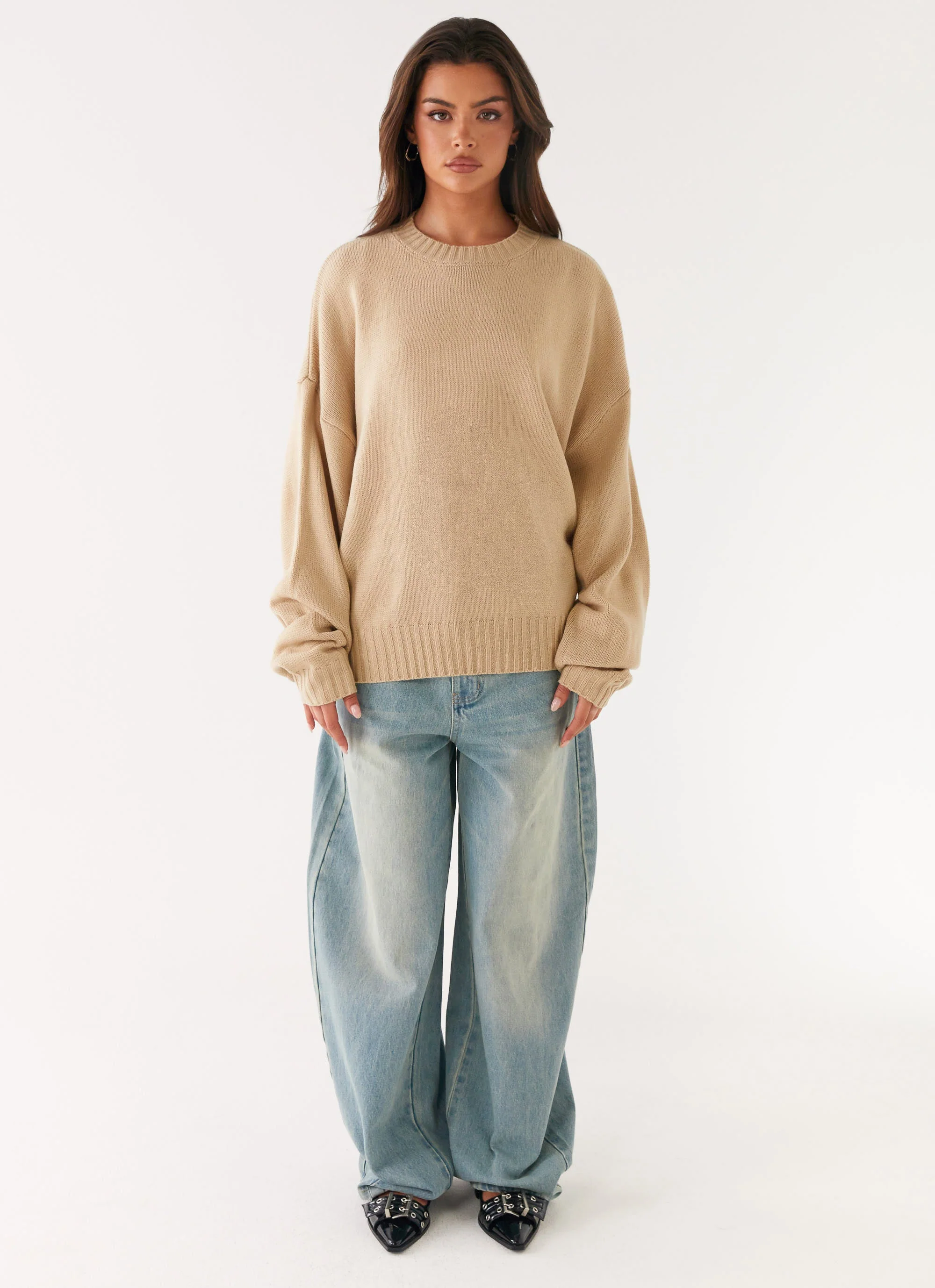 Emma Oversized Sweater - Beige - Image 3