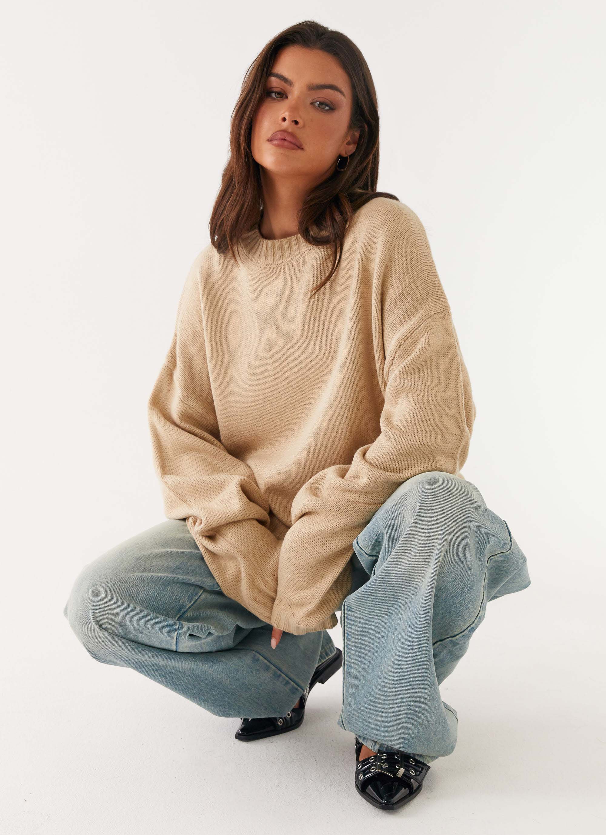 Emma Oversized Sweater - Beige - Image 6